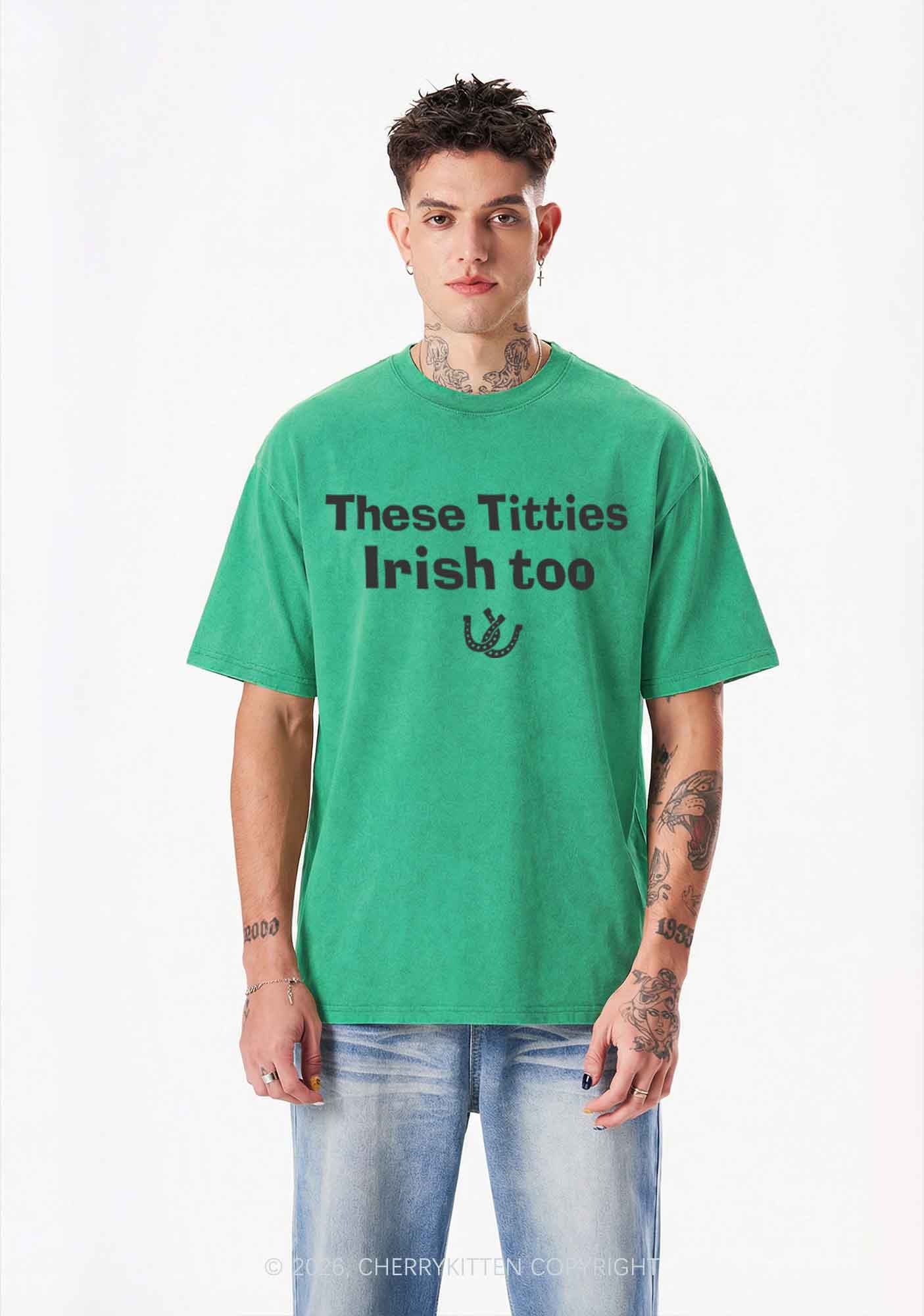 These Txtties Irish Too St Patricks Y2K Shirts Washed Tee Cherrykitten - Image 2