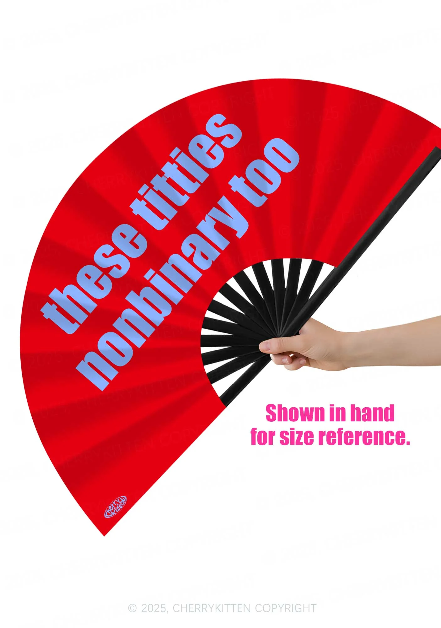 These Txtties Nonbinary Too Pride Y2K Rave Hand Fan Cherrykitten - Image 2