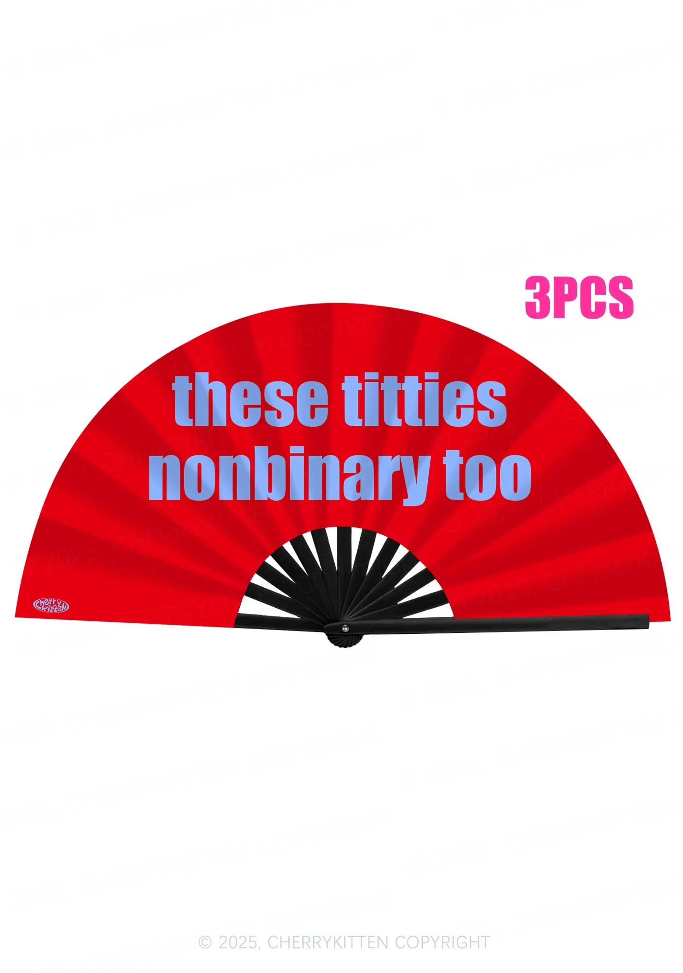 These Txtties Nonbinary Too Pride Y2K Rave Hand Fan Cherrykitten - Image 3
