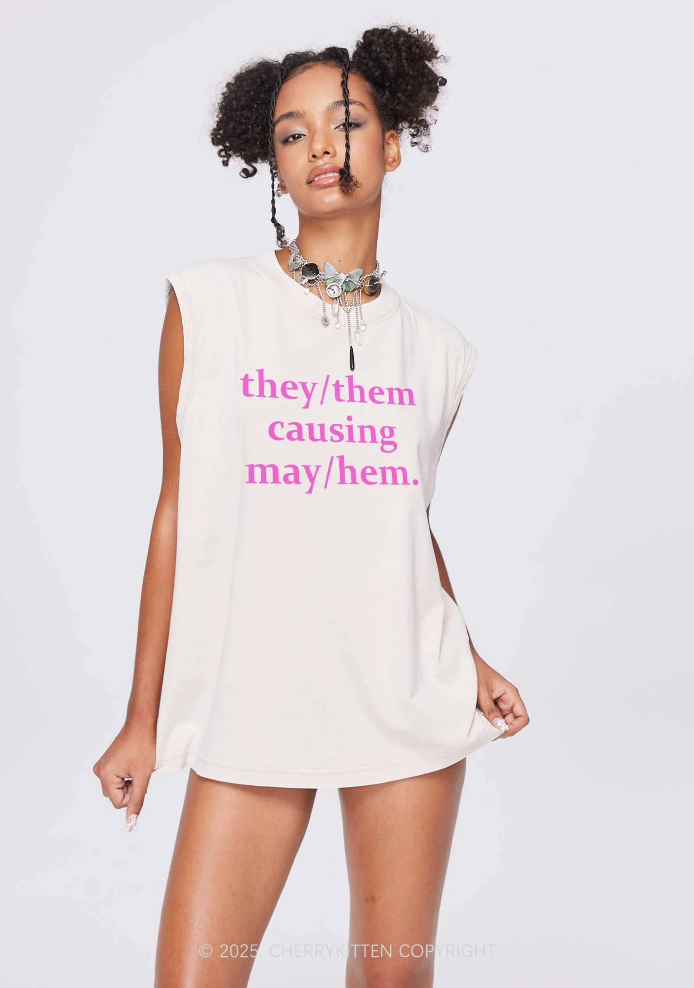 They Causing May Pride Y2K Washed Muscle Tank Cherrykitten - Image 2