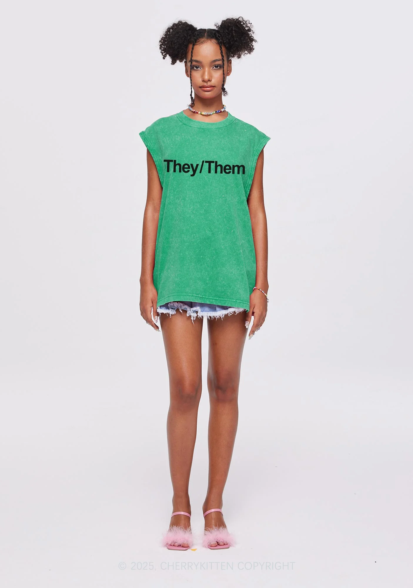 They Or Them Pride Y2K Washed Muscle Tank Cherrykitten - Image 2