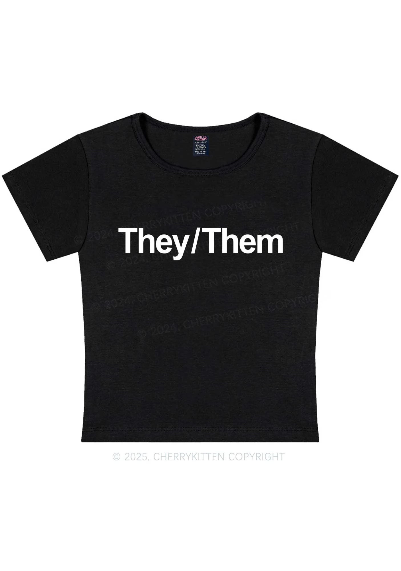 They Or Them Y2K Baby Tee Cherrykitten - Image 3