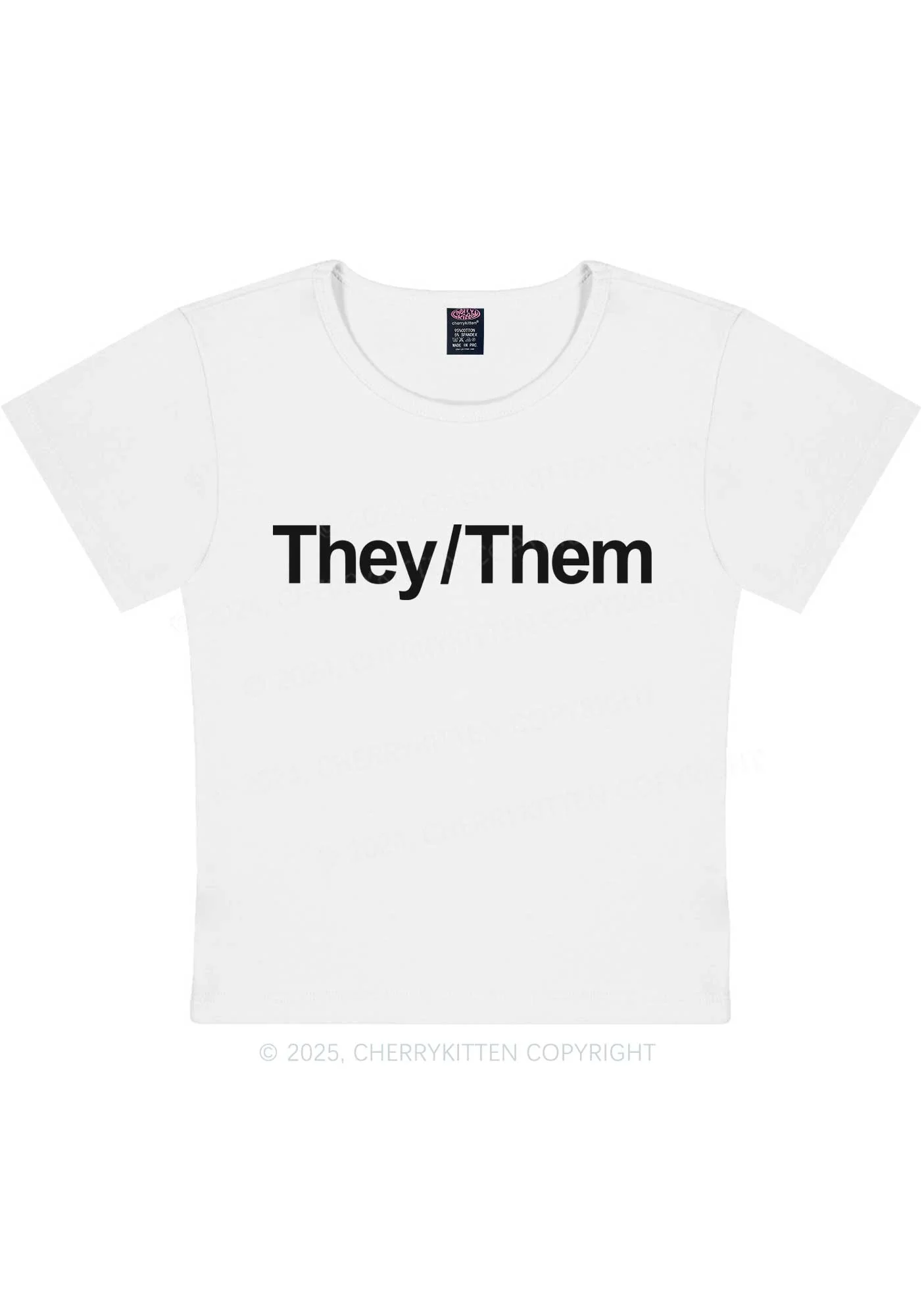 They Or Them Y2K Baby Tee Cherrykitten - Image 5