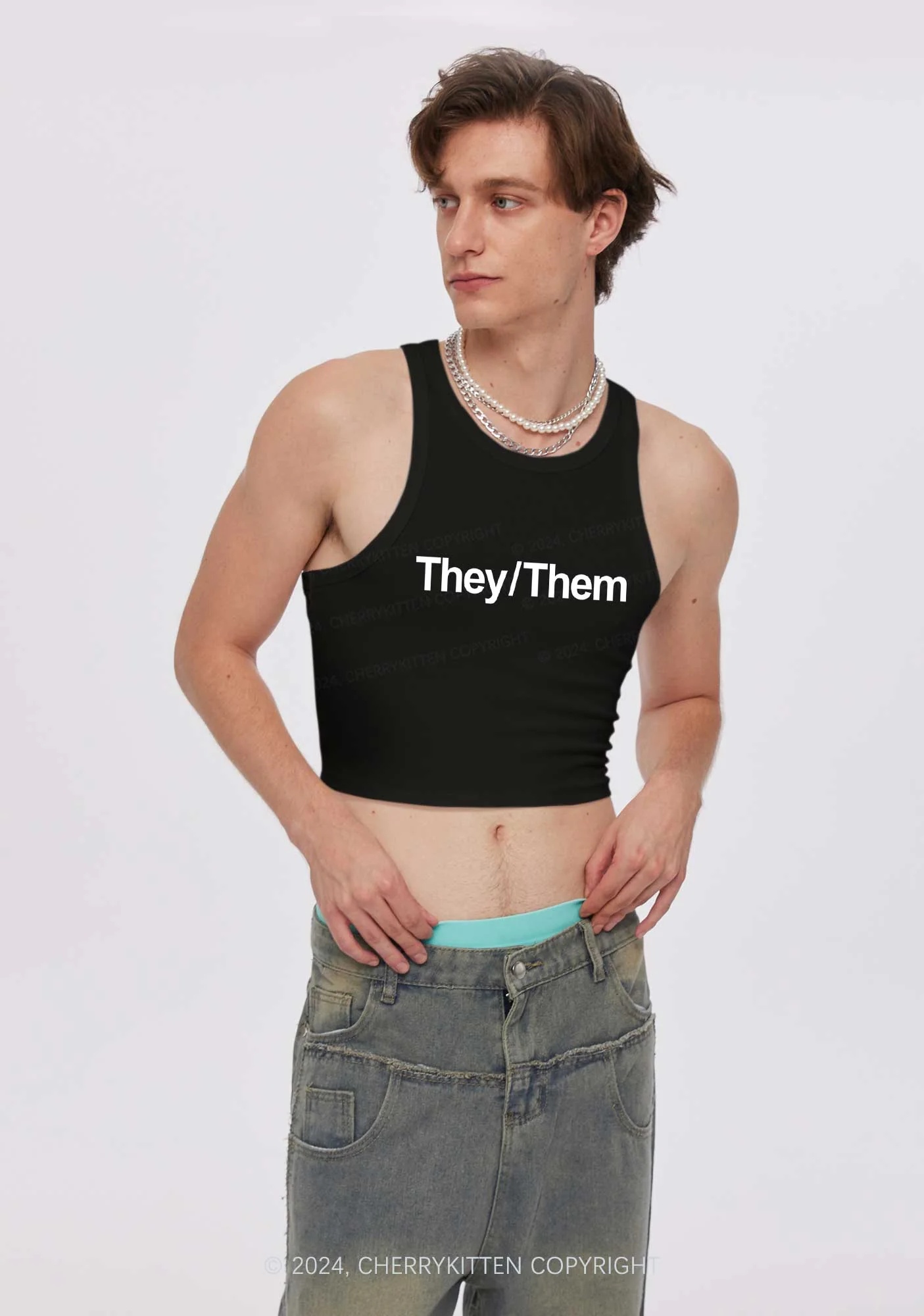 They Or Them Y2K Crop Tank Top Cherrykitten - Image 2