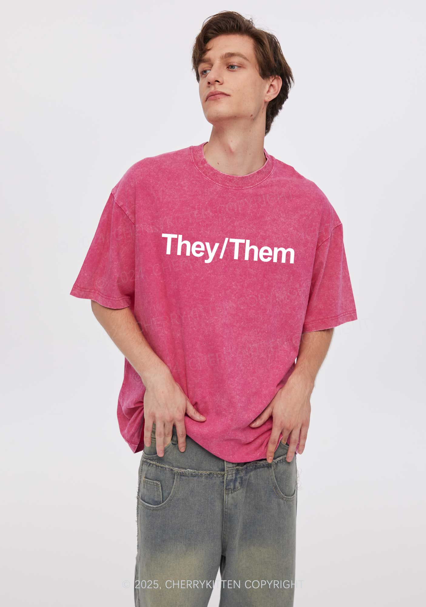 They Or Them Y2K Shirts Washed Tee Cherrykitten - Image 2