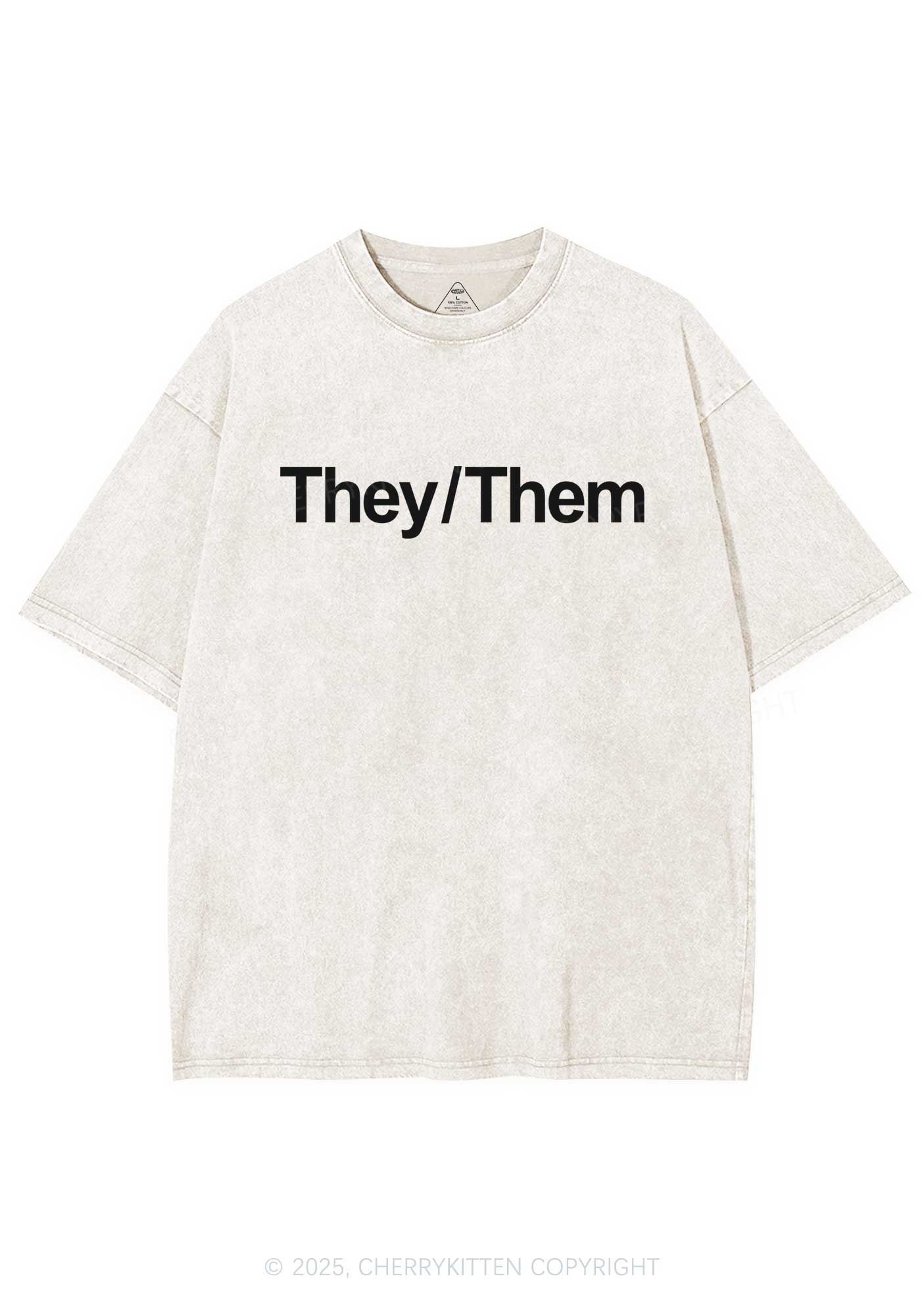 They Or Them Y2K Shirts Washed Tee Cherrykitten - Image 4