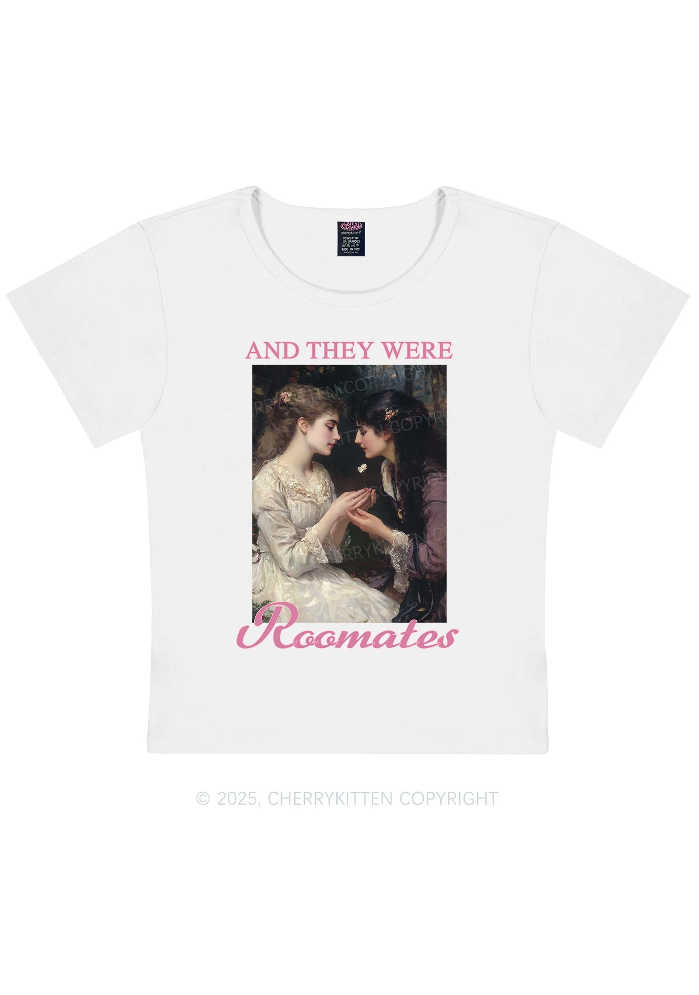 They Were Roomates Pride Y2K Baby Tee Cherrykitten - Image 4