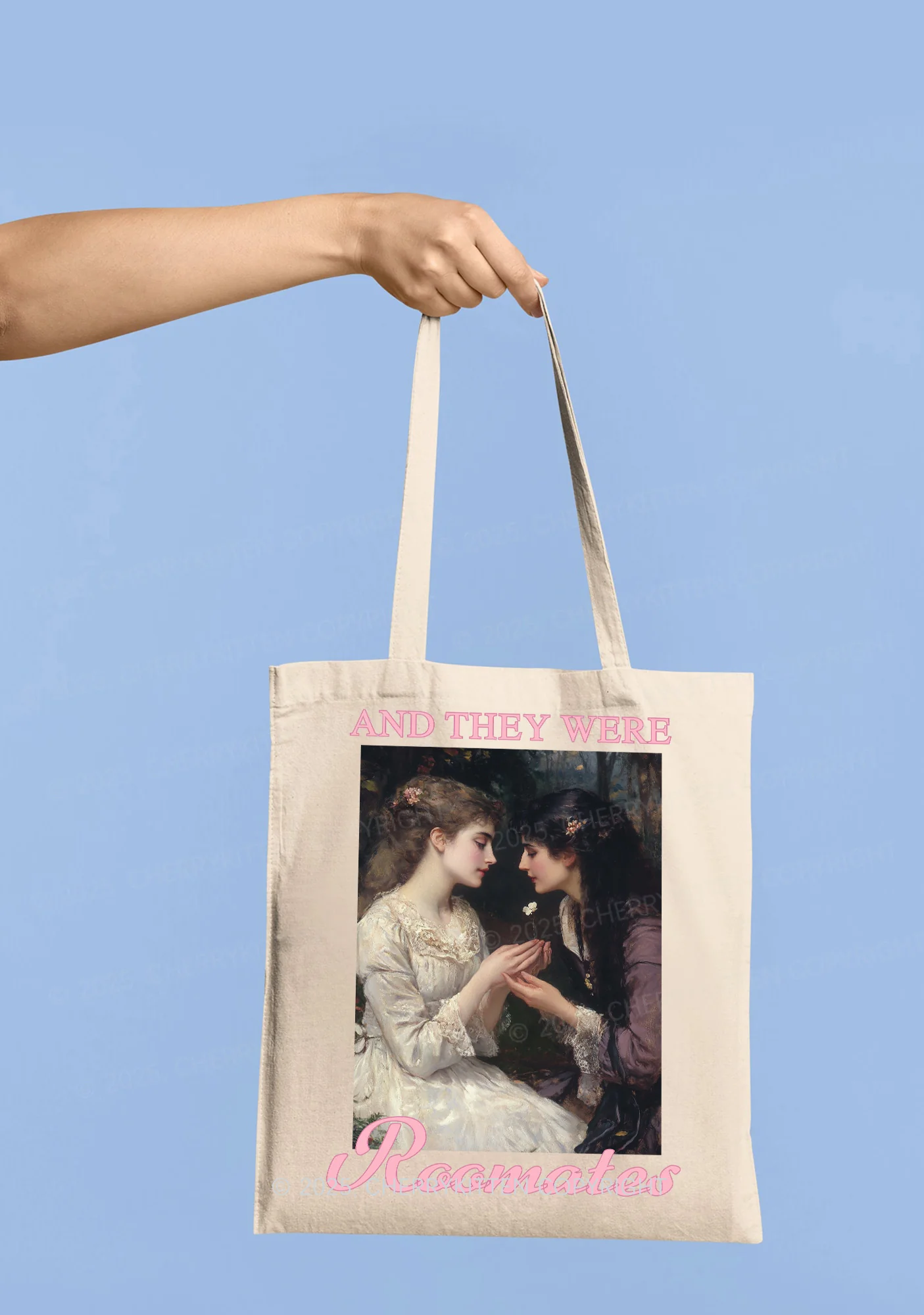 They Were Roomates Pride Y2K Canvas Tote Bag Cherrykitten - Image 2