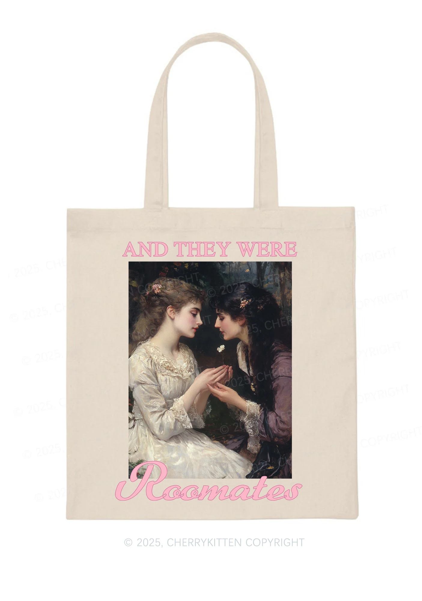 They Were Roomates Pride Y2K Canvas Tote Bag Cherrykitten - Image 3