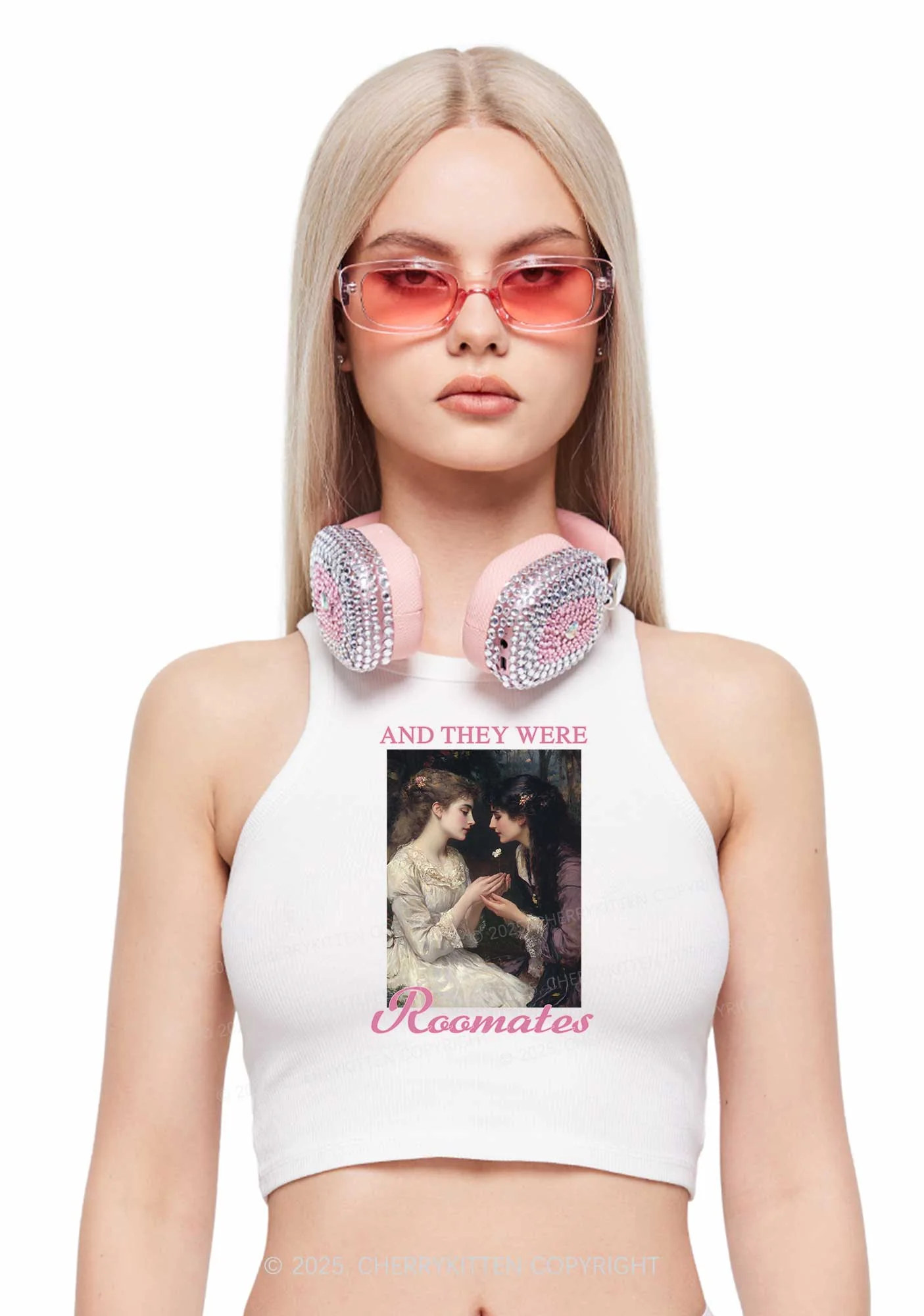 They Were Roomates Pride Y2K Crop Tank Top Cherrykitten - Image 2