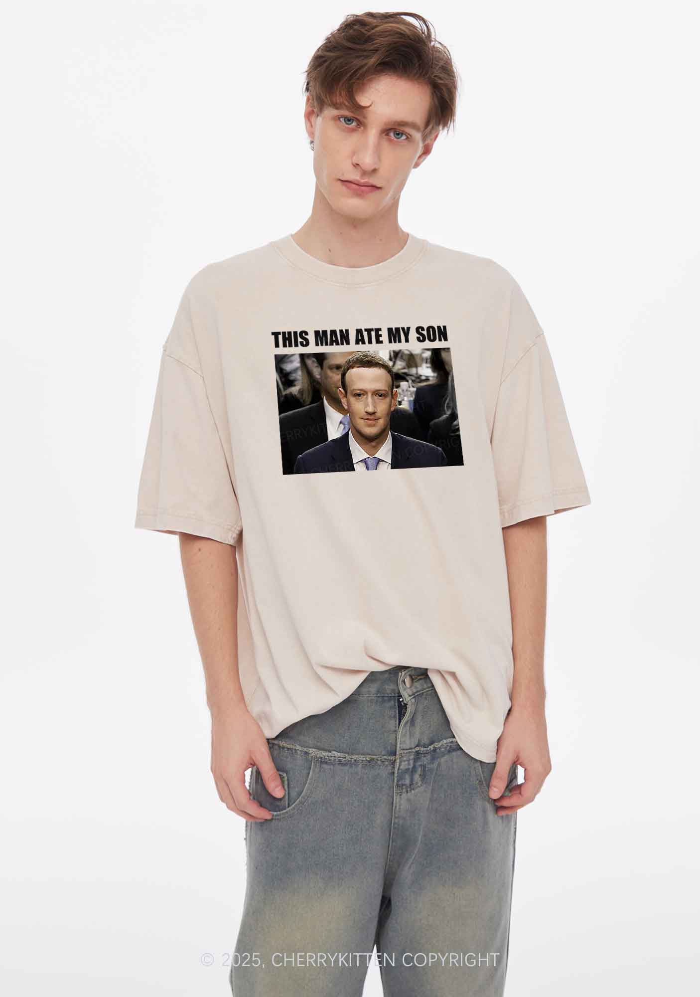 This Man Ate My Son Y2K Shirts Washed Tee Cherrykitten - Image 2