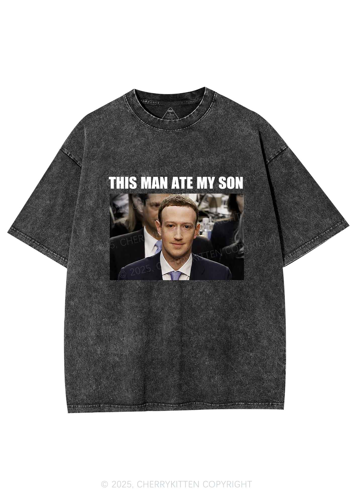 This Man Ate My Son Y2K Shirts Washed Tee Cherrykitten - Image 3