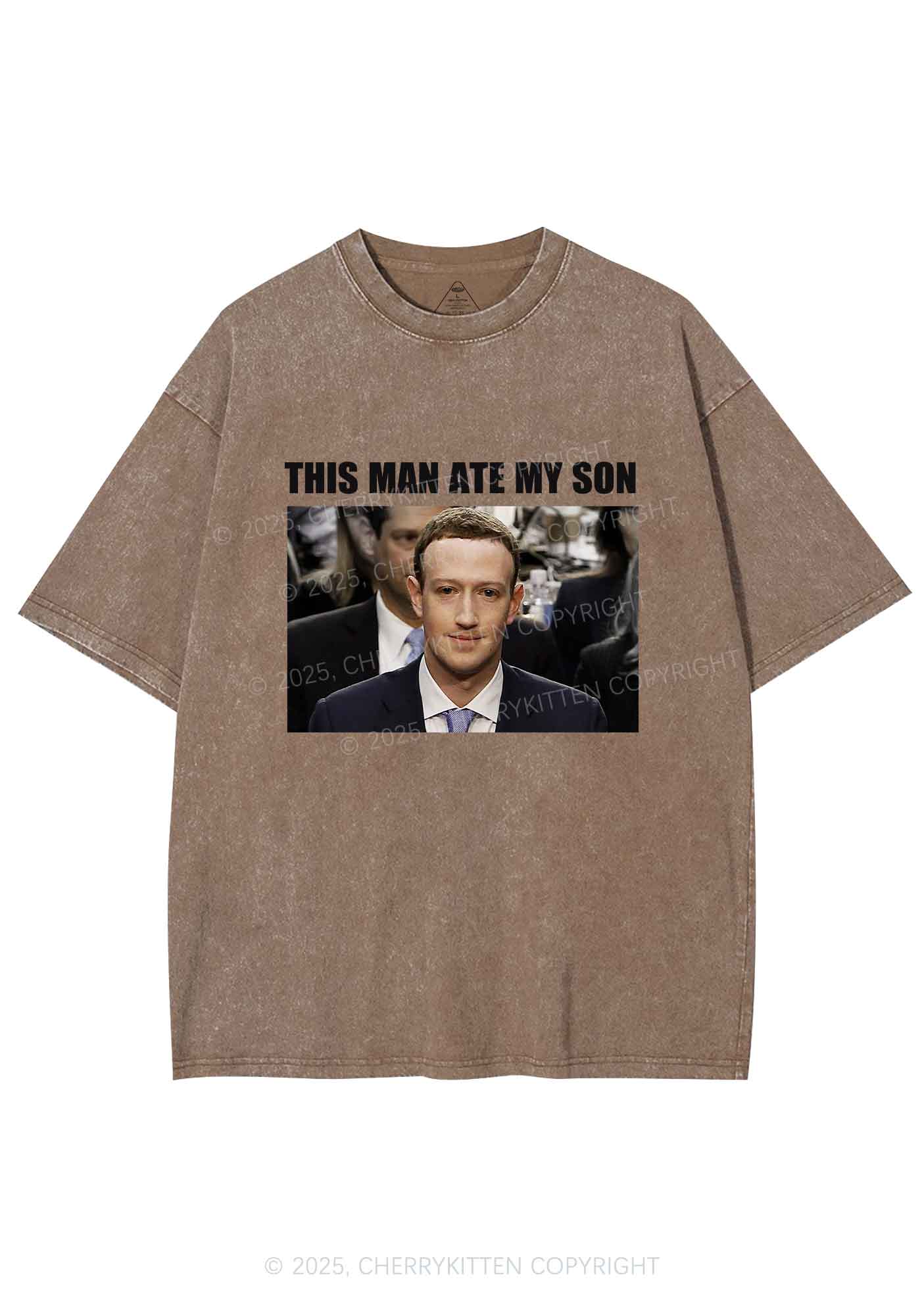 This Man Ate My Son Y2K Shirts Washed Tee Cherrykitten - Image 6