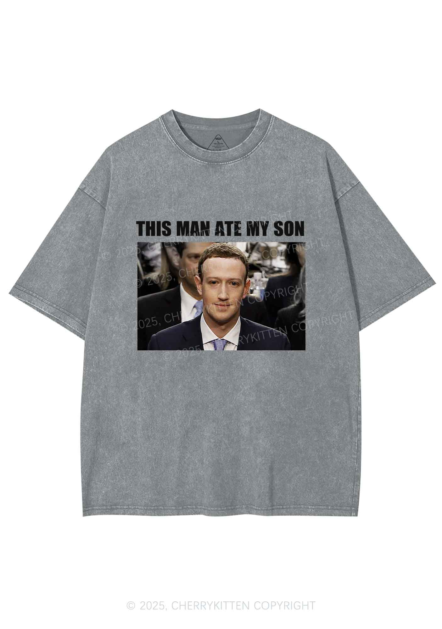 This Man Ate My Son Y2K Shirts Washed Tee Cherrykitten - Image 7