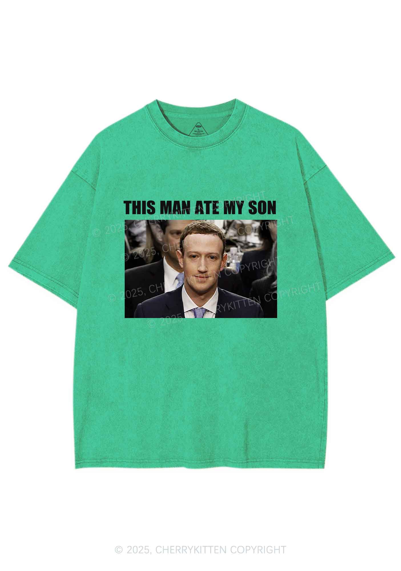 This Man Ate My Son Y2K Shirts Washed Tee Cherrykitten - Image 8