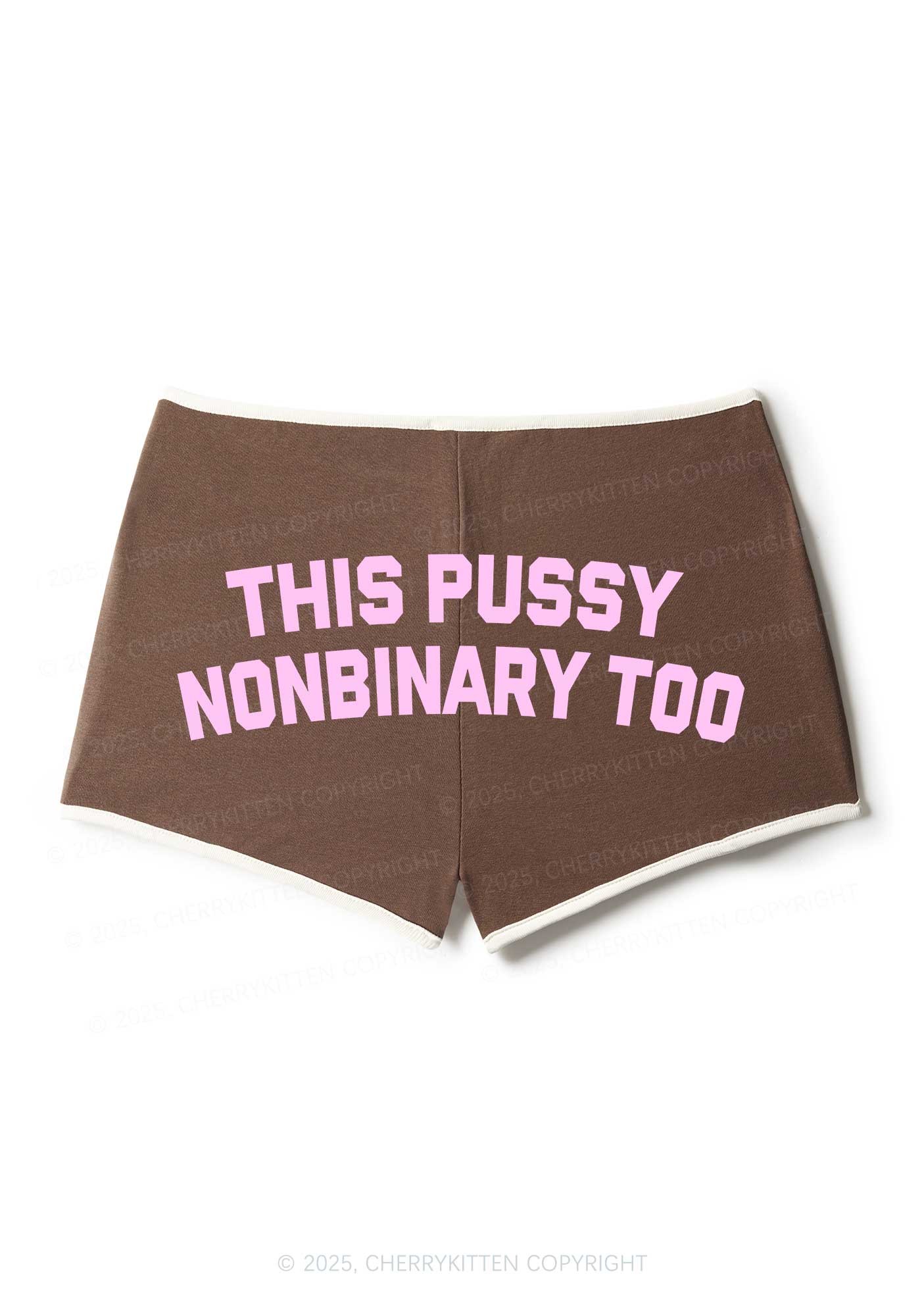 This Puxxy Nonbinary Too Pride Y2K Booty Shorts Cherrykitten - Image 3