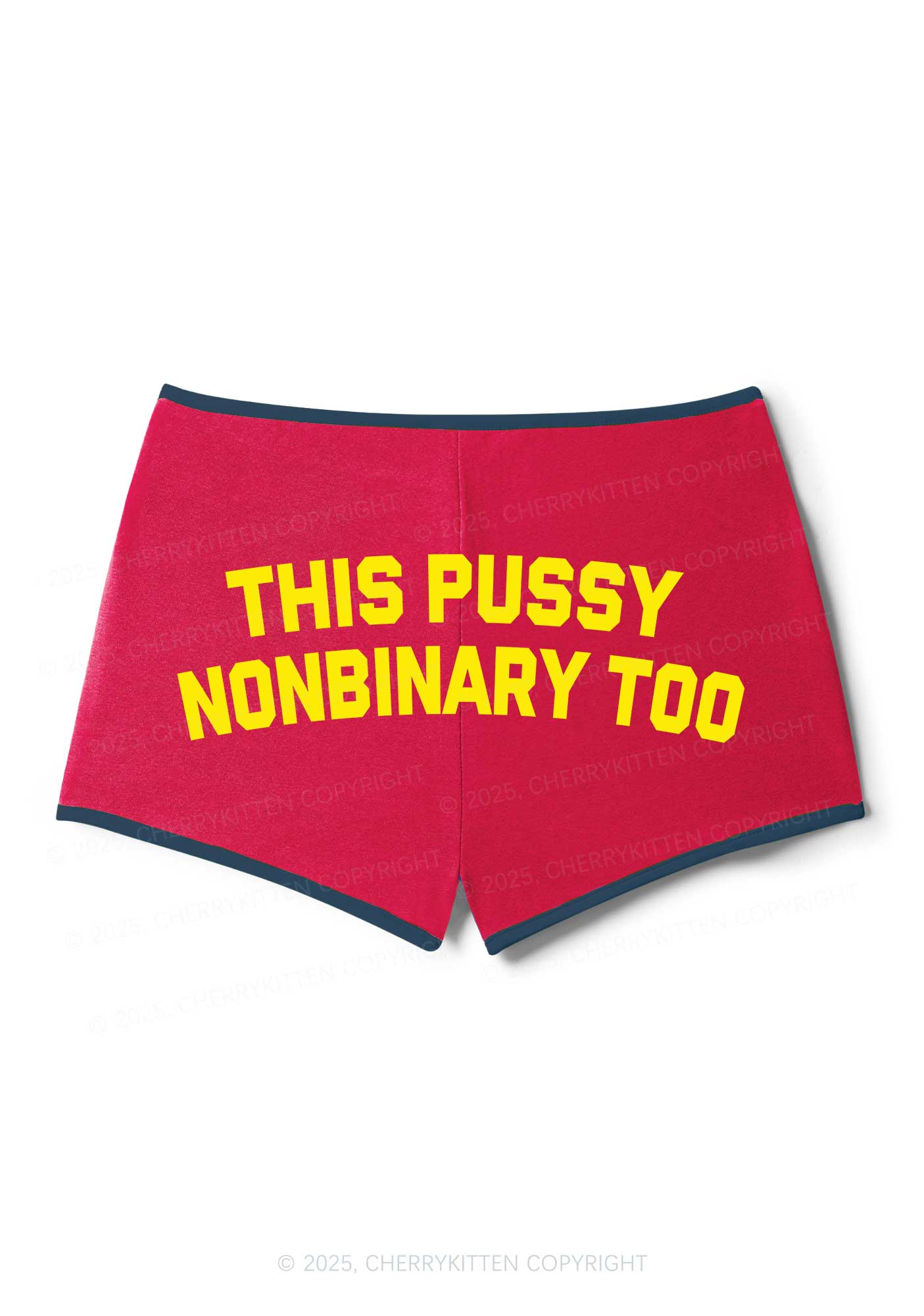 This Puxxy Nonbinary Too Pride Y2K Booty Shorts Cherrykitten - Image 5