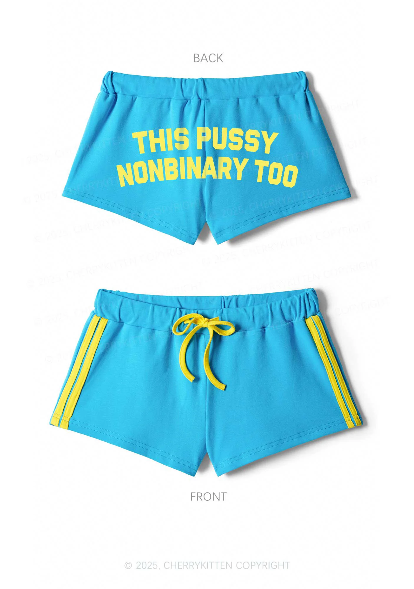 This Puxxy Nonbinary Too Pride Y2K Drawstring Mini Shorts Cherrykitten - Image 3