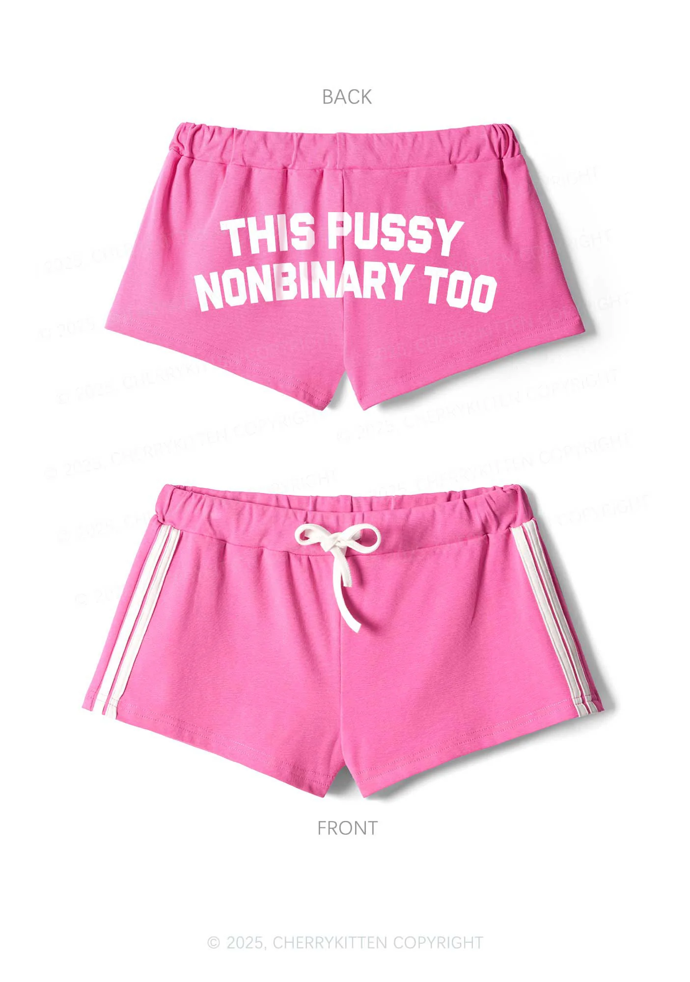 This Puxxy Nonbinary Too Pride Y2K Drawstring Mini Shorts Cherrykitten - Image 4