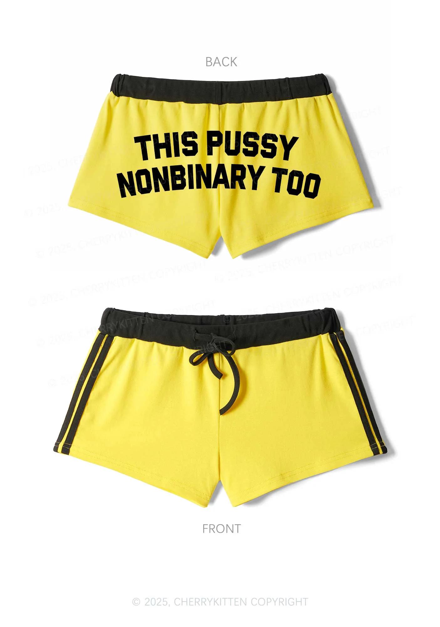 This Puxxy Nonbinary Too Pride Y2K Drawstring Mini Shorts Cherrykitten - Image 5