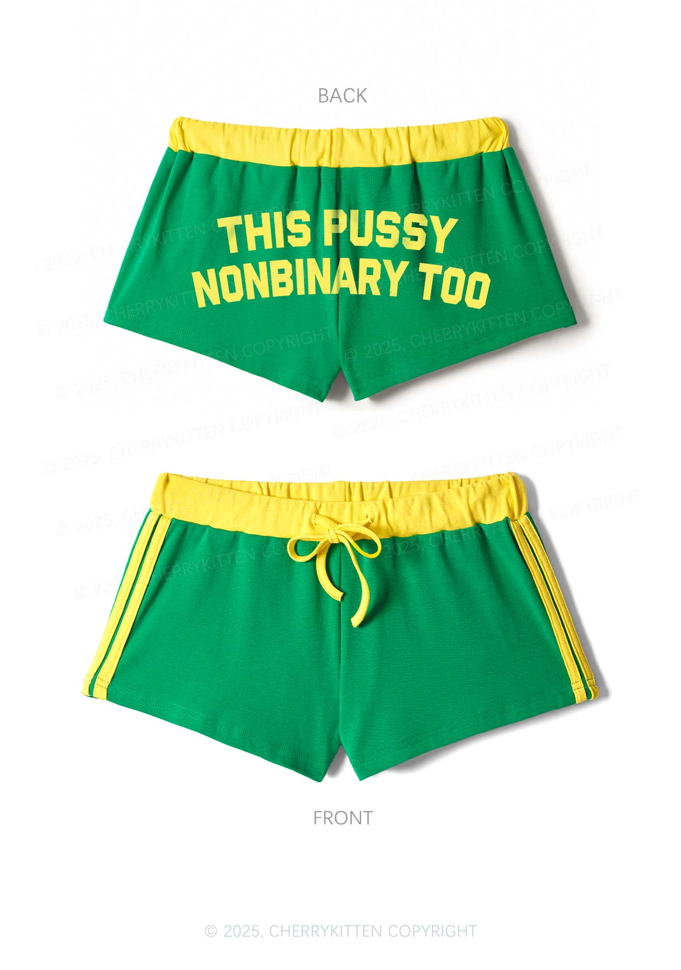 This Puxxy Nonbinary Too Pride Y2K Drawstring Mini Shorts Cherrykitten - Image 6