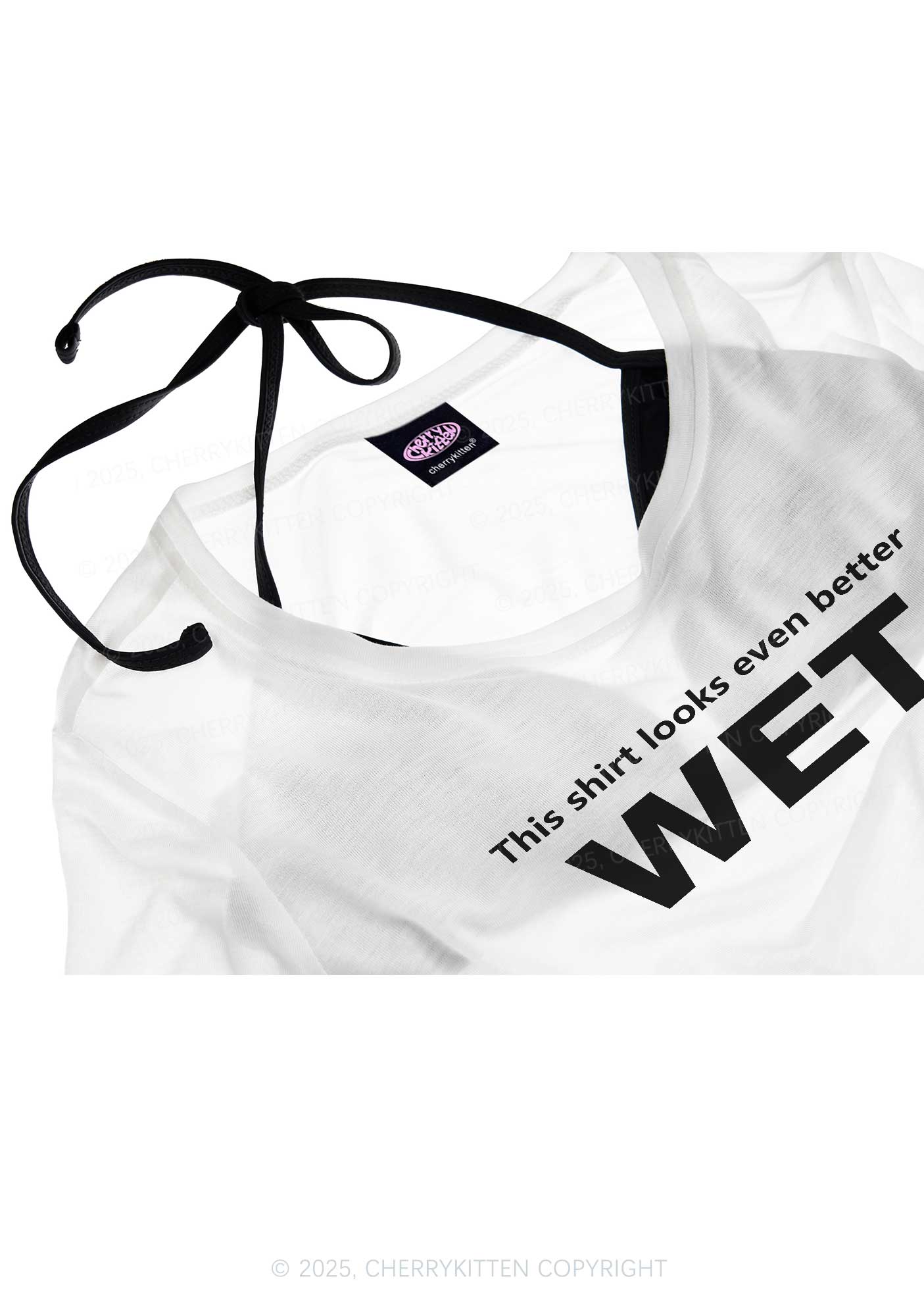 This Shirt Looks Better Wet Y2K Sheer Crop Tee Cherrykitten - Image 3