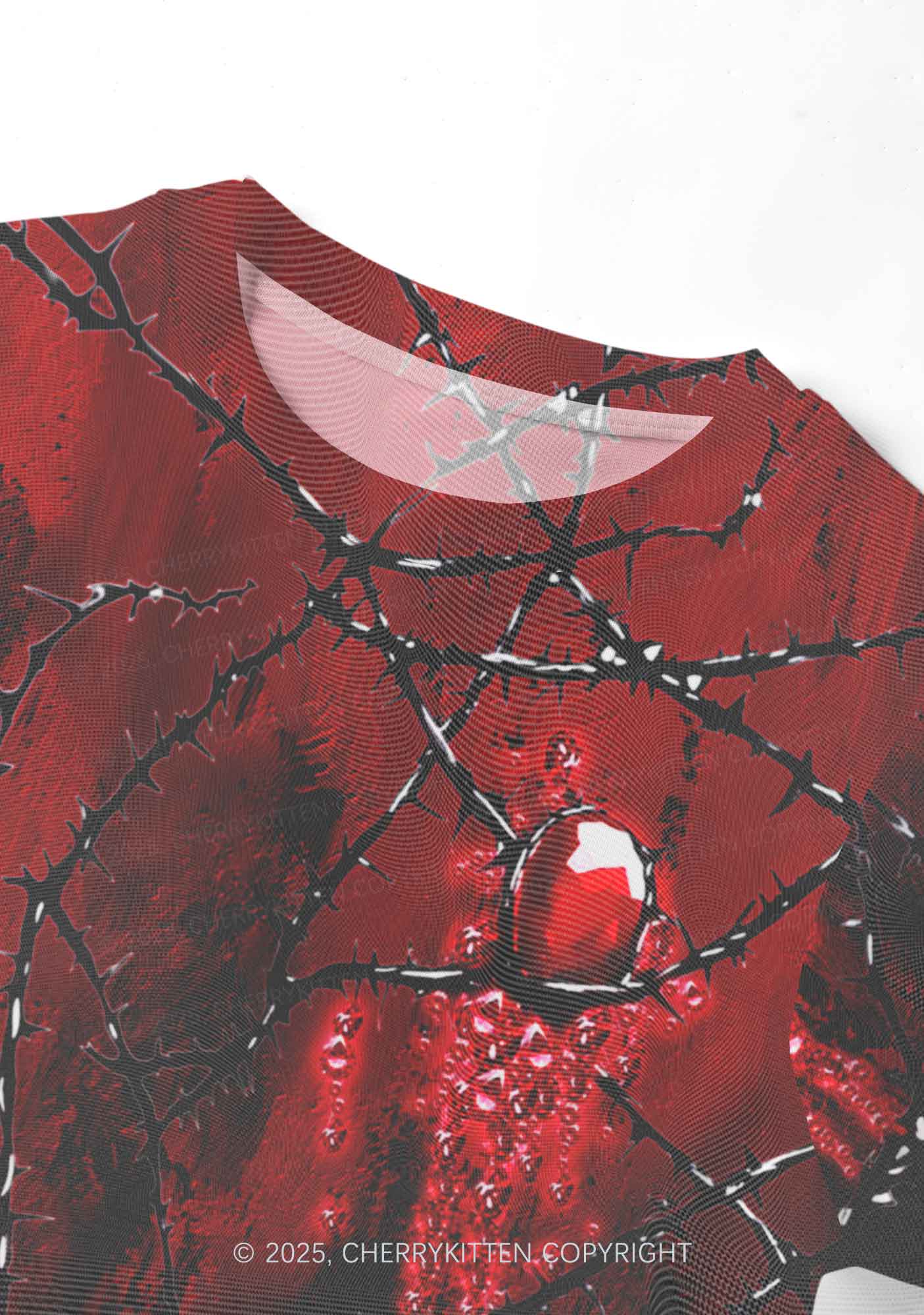 Thorned Ruby Y2K Mesh Crop Top Cherrykitten - Image 3