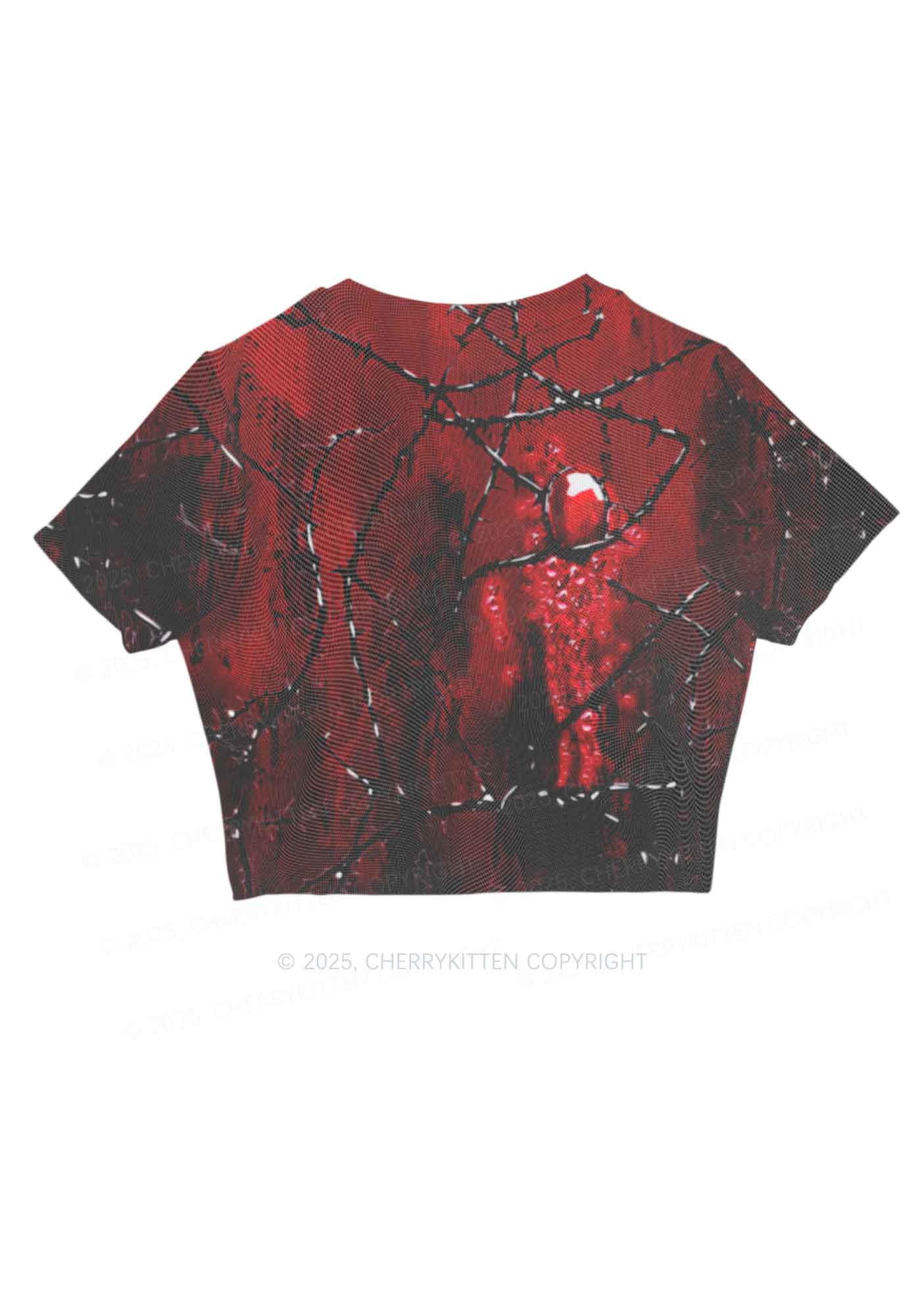 Thorned Ruby Y2K Mesh Crop Top Cherrykitten - Image 5