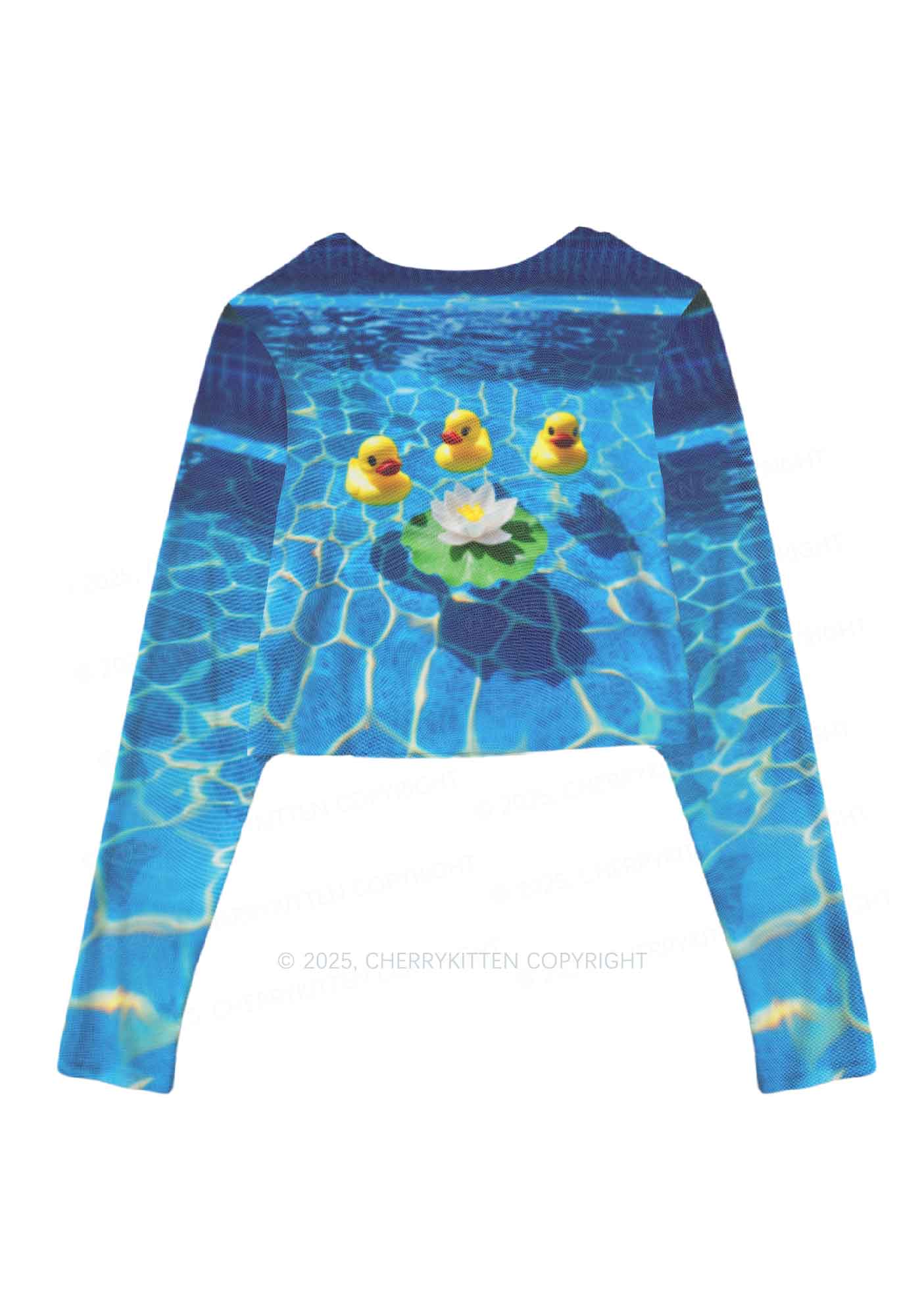 Three Ducks And Lily Y2K Mesh Long Sleeve Crop Top Cherrykitten - Image 3