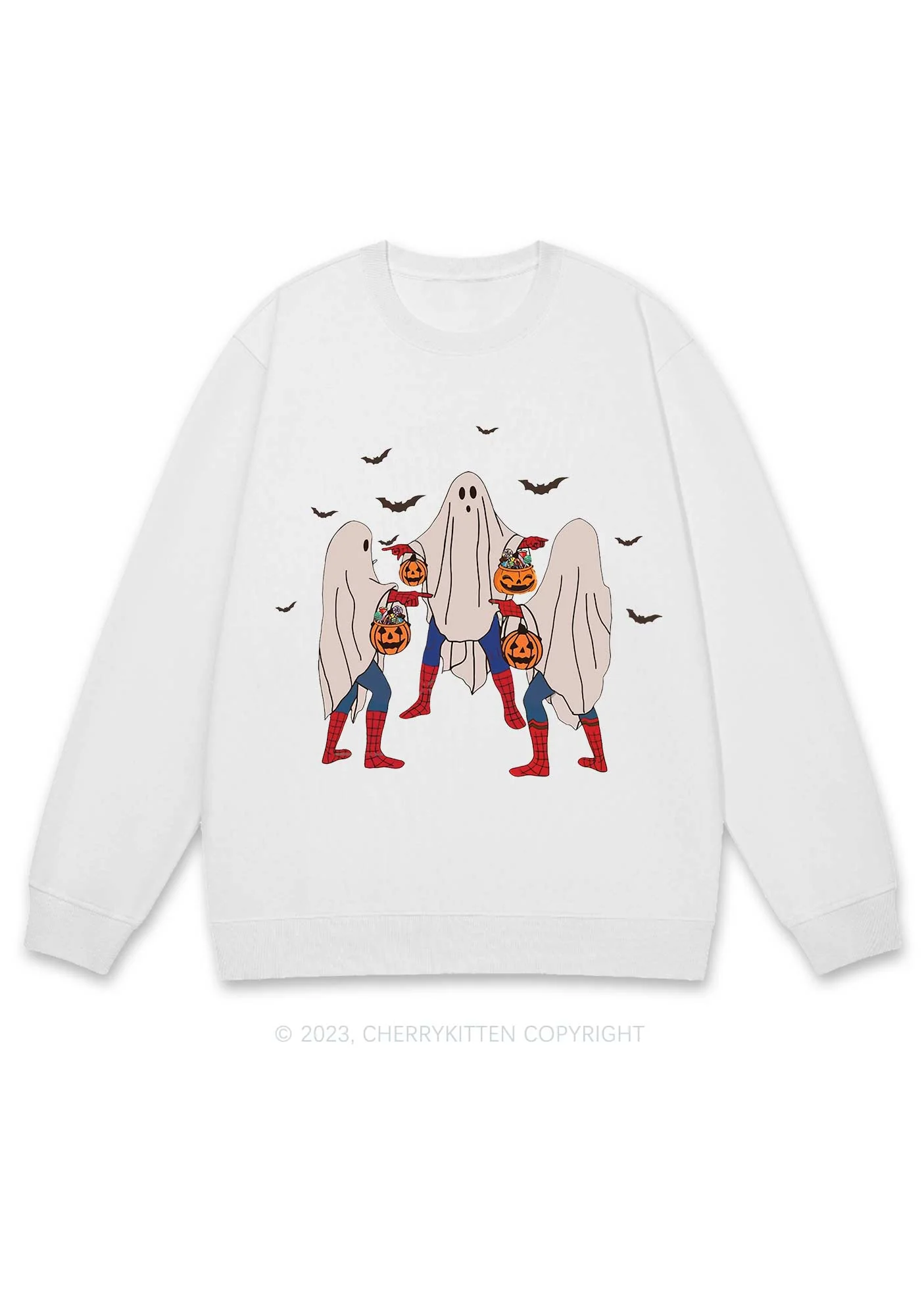 Three Ghost Spiderman Halloween Y2K Sweatshirt Cherrykitten - Image 2