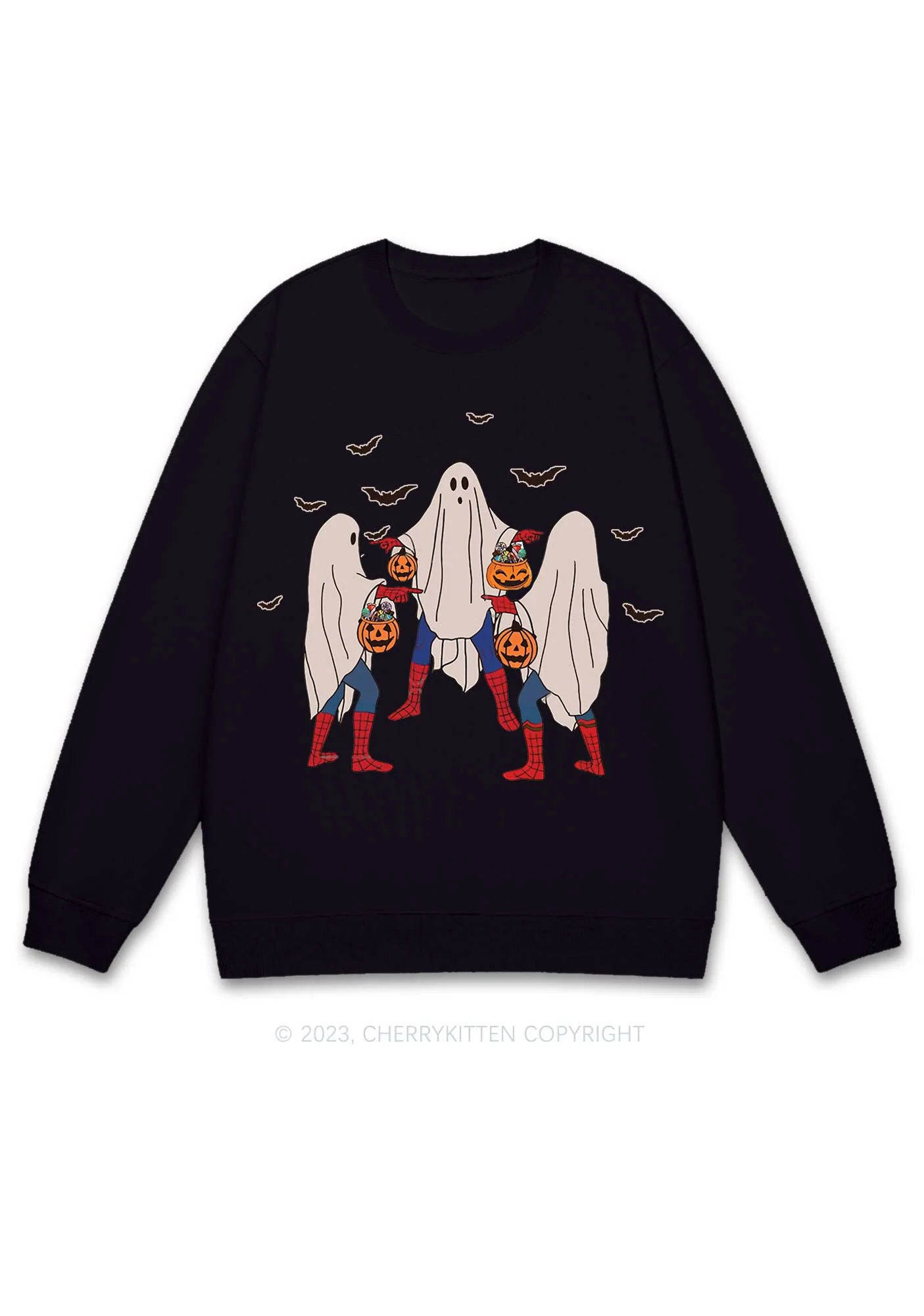 Three Ghost Spiderman Halloween Y2K Sweatshirt Cherrykitten - Image 3