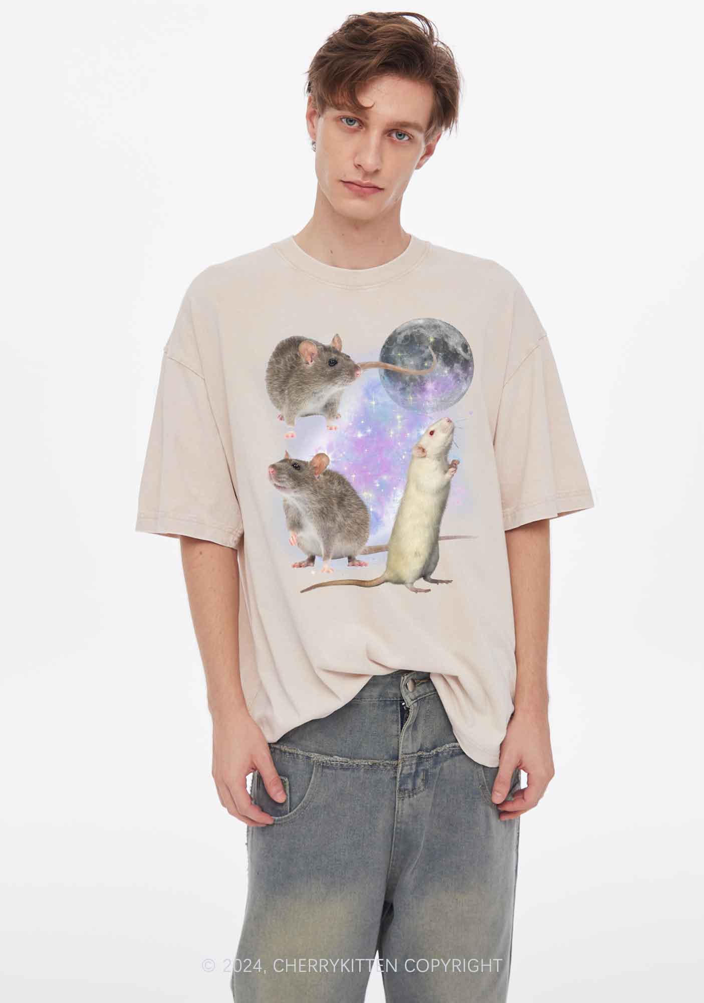 Three Rats Moon Y2K Washed Tee Cherrykitten - Image 3