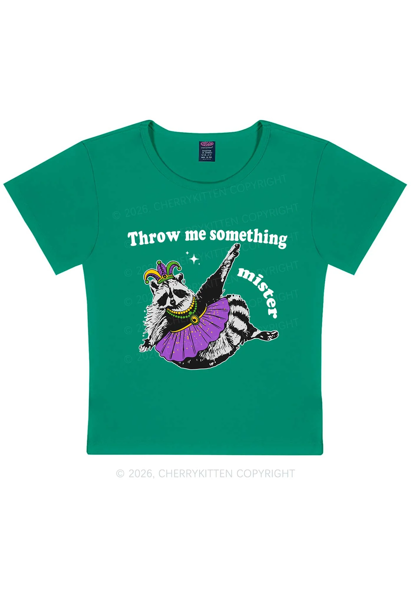 Throw Me Something Mister Raccoon Y2K Baby Tee Cherrykitten - Image 10
