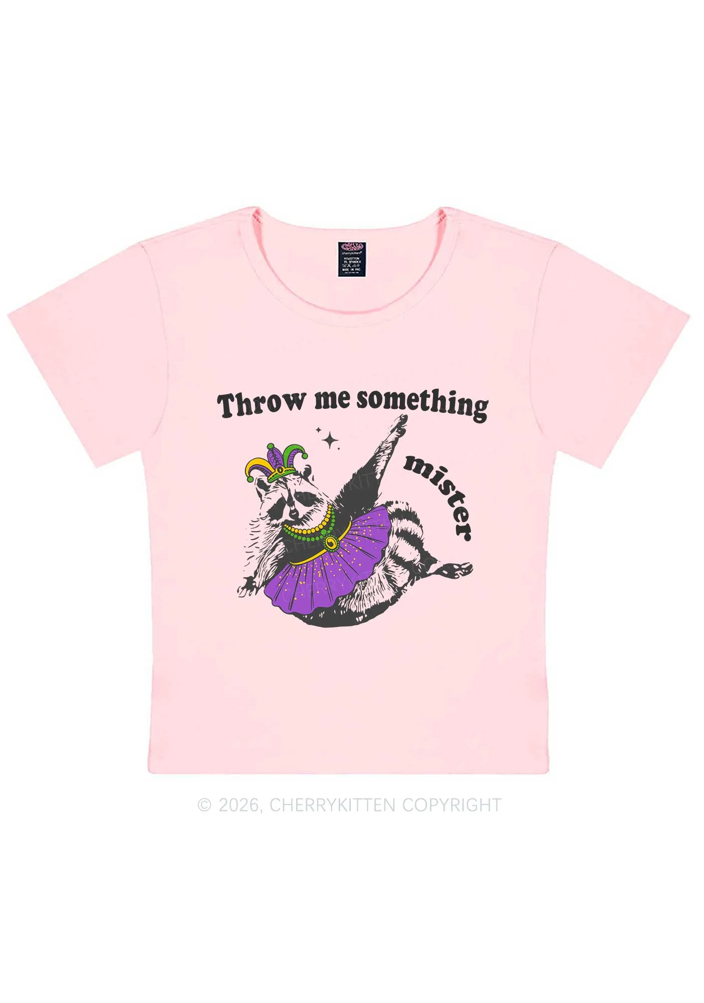 Throw Me Something Mister Raccoon Y2K Baby Tee Cherrykitten - Image 11