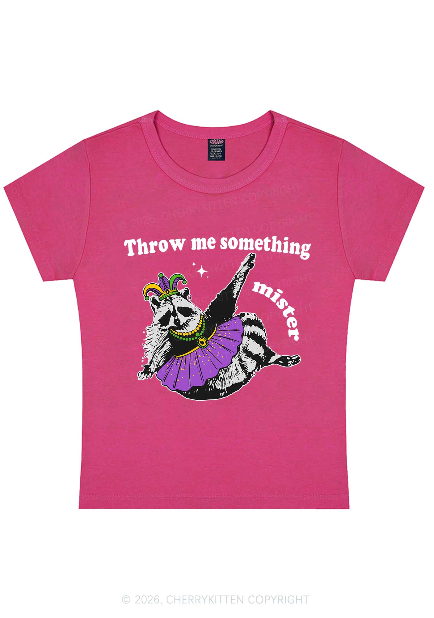 Throw Me Something Mister Raccoon Y2K Baby Tee Cherrykitten - Image 5