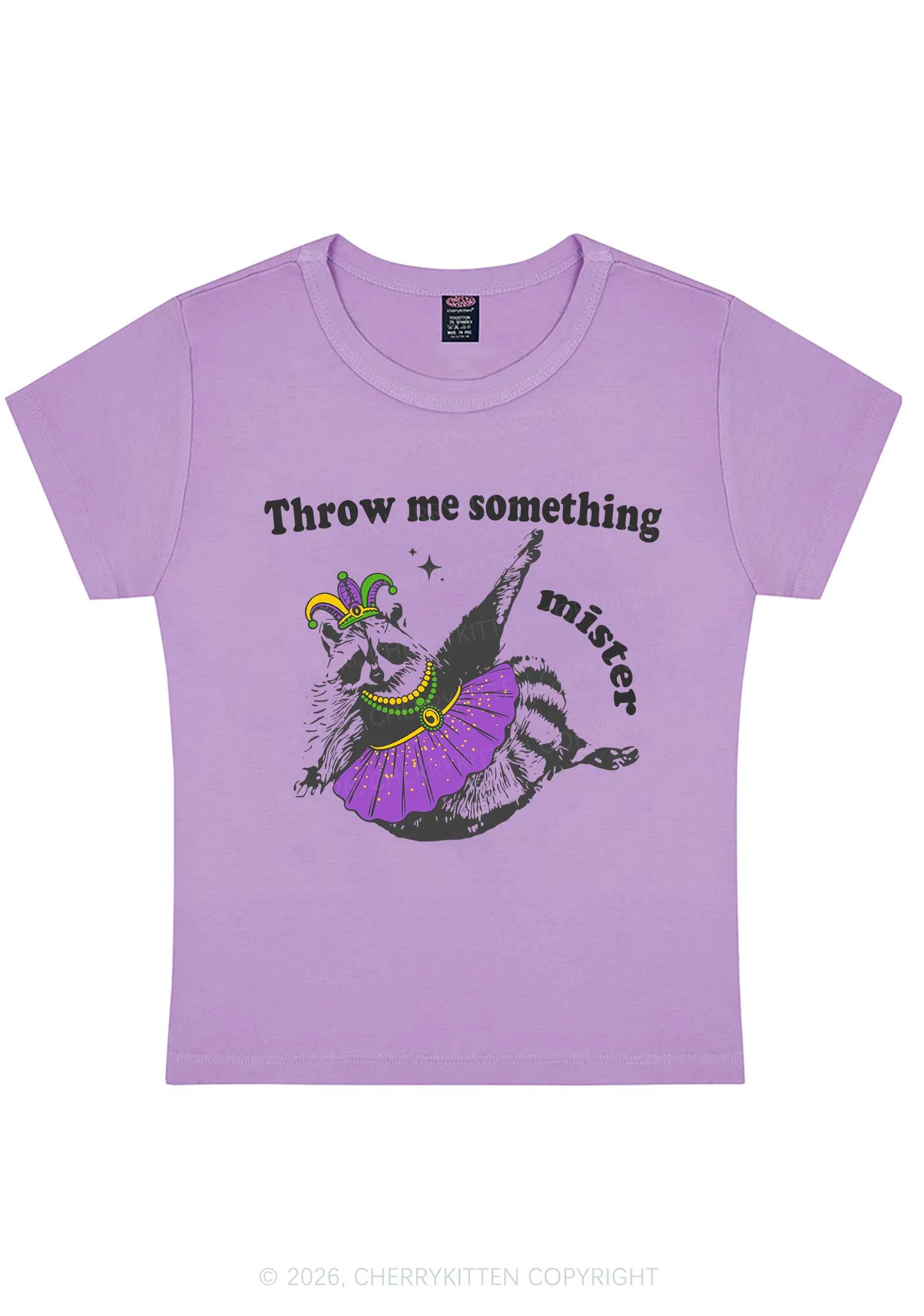 Throw Me Something Mister Raccoon Y2K Baby Tee Cherrykitten - Image 6