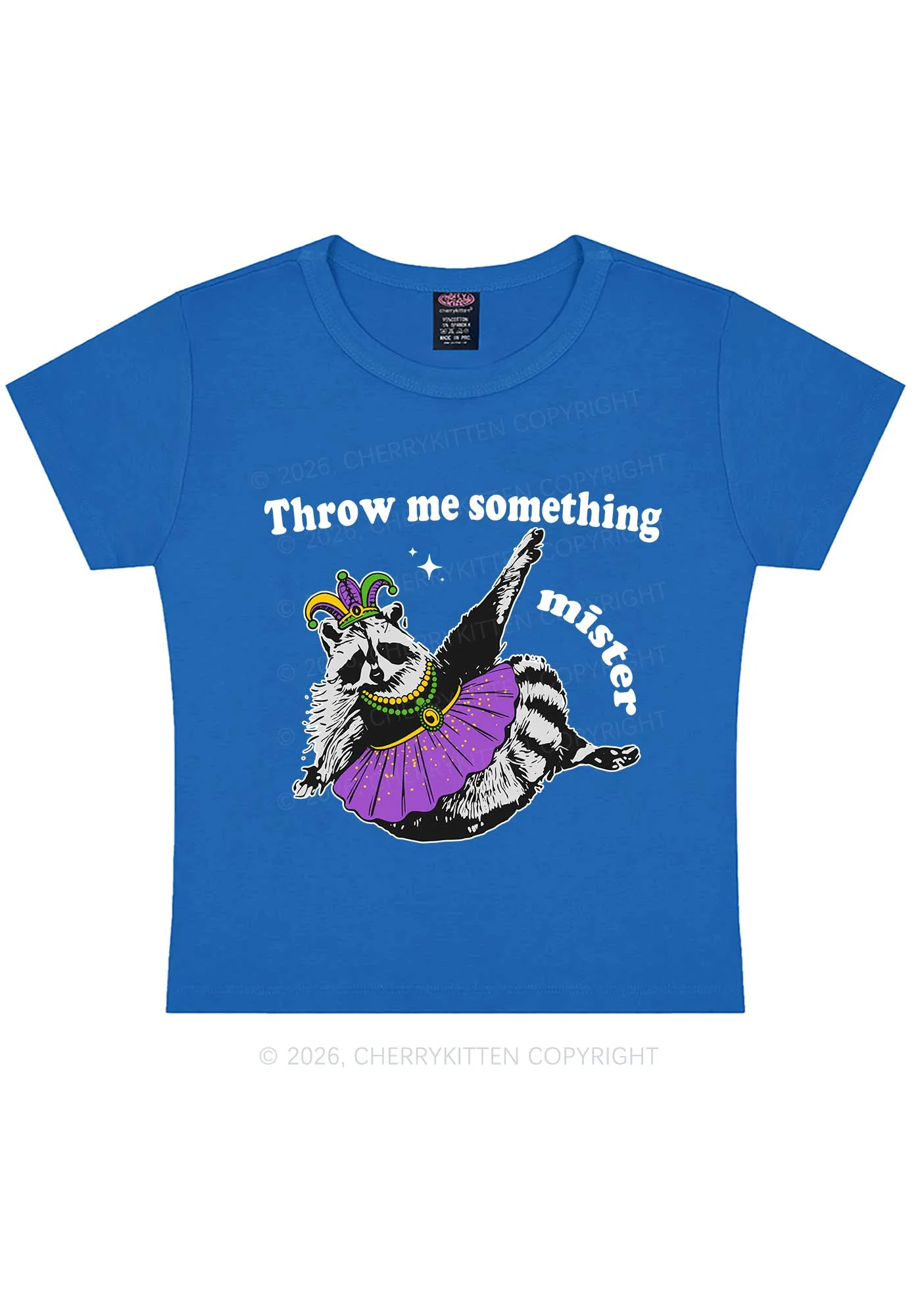 Throw Me Something Mister Raccoon Y2K Baby Tee Cherrykitten - Image 8