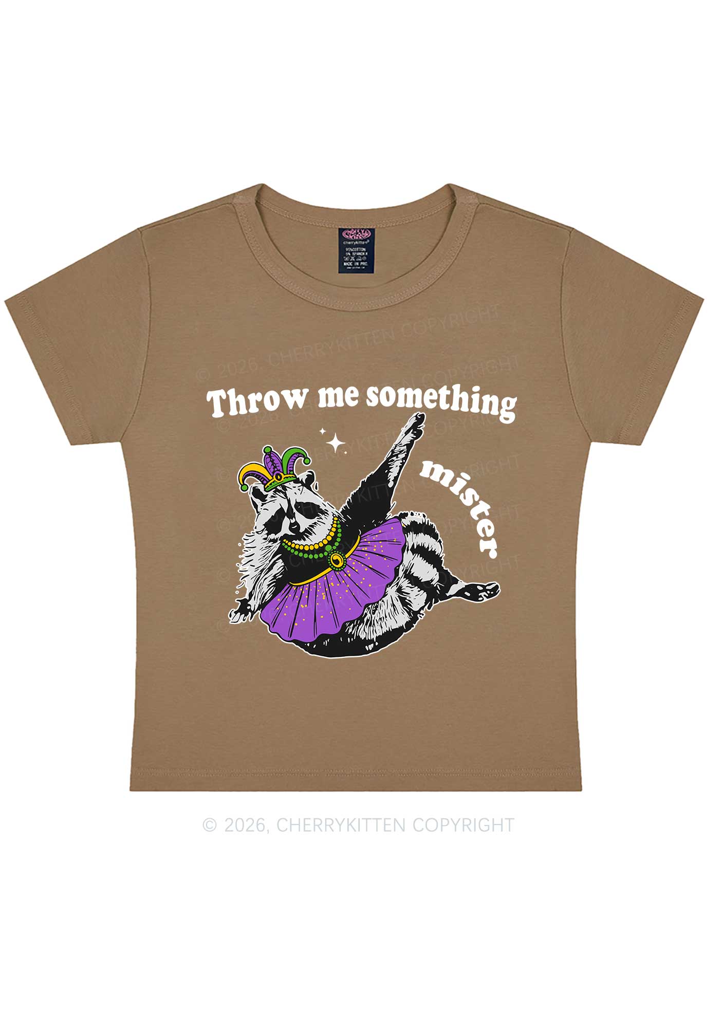 Throw Me Something Mister Raccoon Y2K Baby Tee Cherrykitten - Image 9