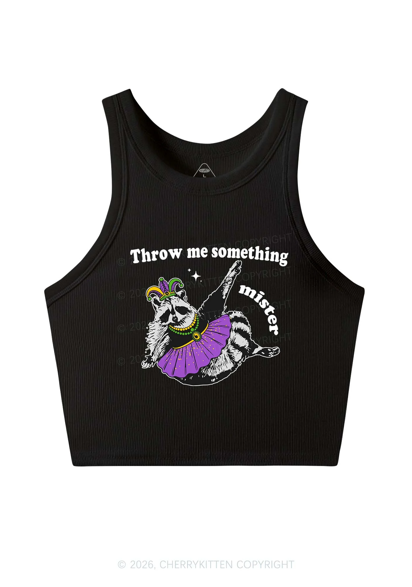 Throw Me Something Mister Raccoon Y2K Crop Tank Top Cherrykitten - Image 3
