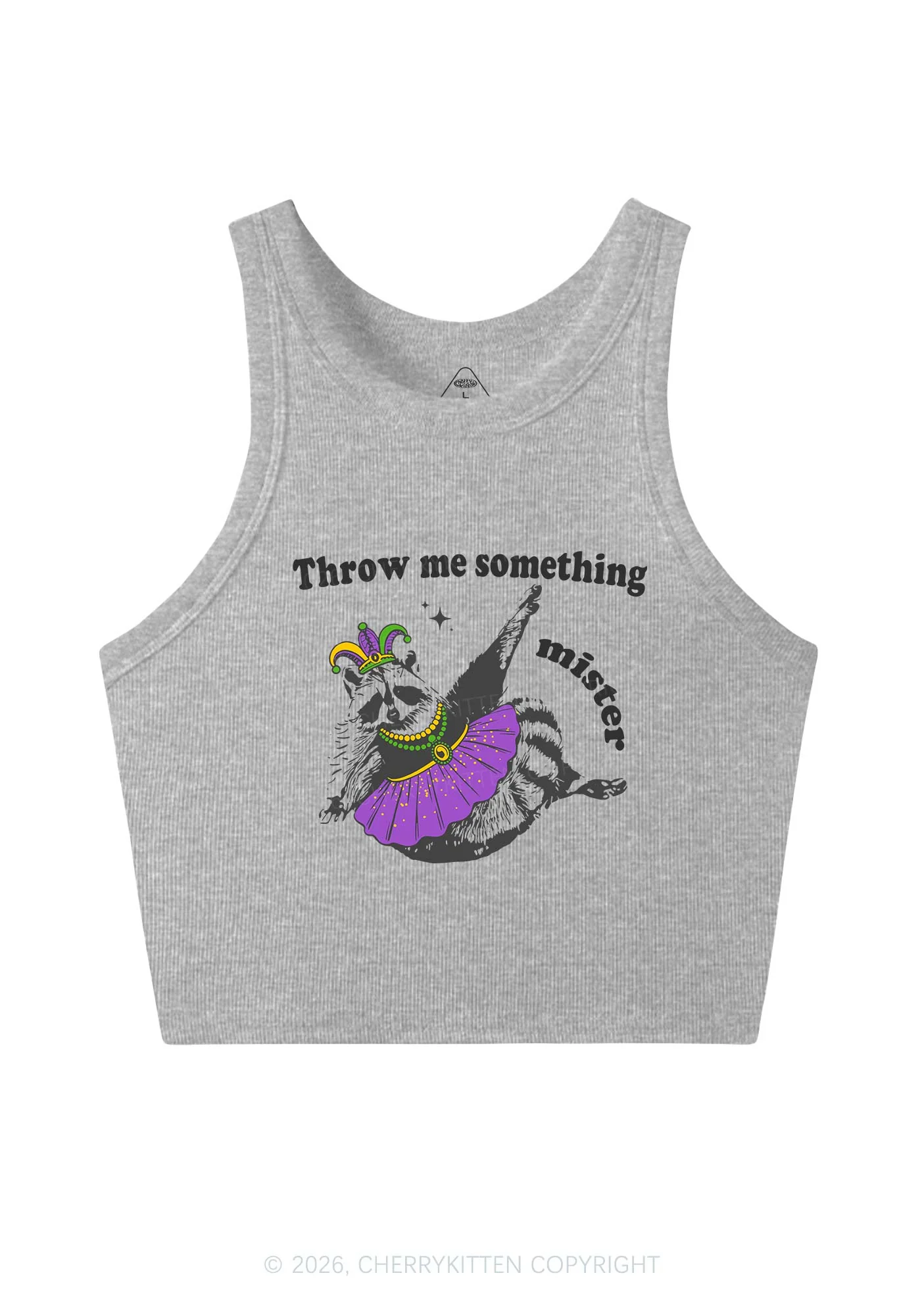 Throw Me Something Mister Raccoon Y2K Crop Tank Top Cherrykitten - Image 5