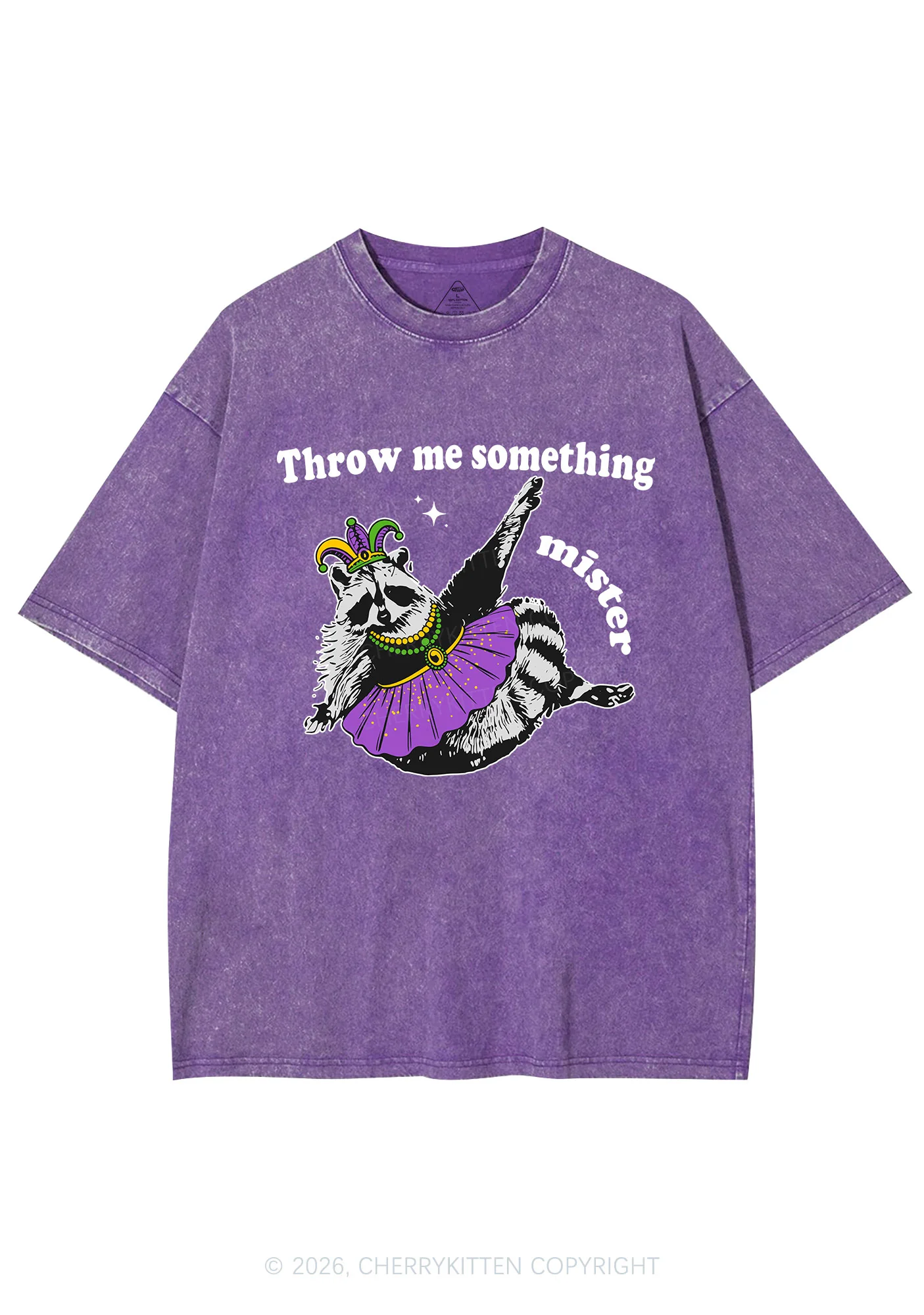 Throw Me Something Mister Raccoon Y2K Shirts Washed Tee Cherrykitten - Image 4