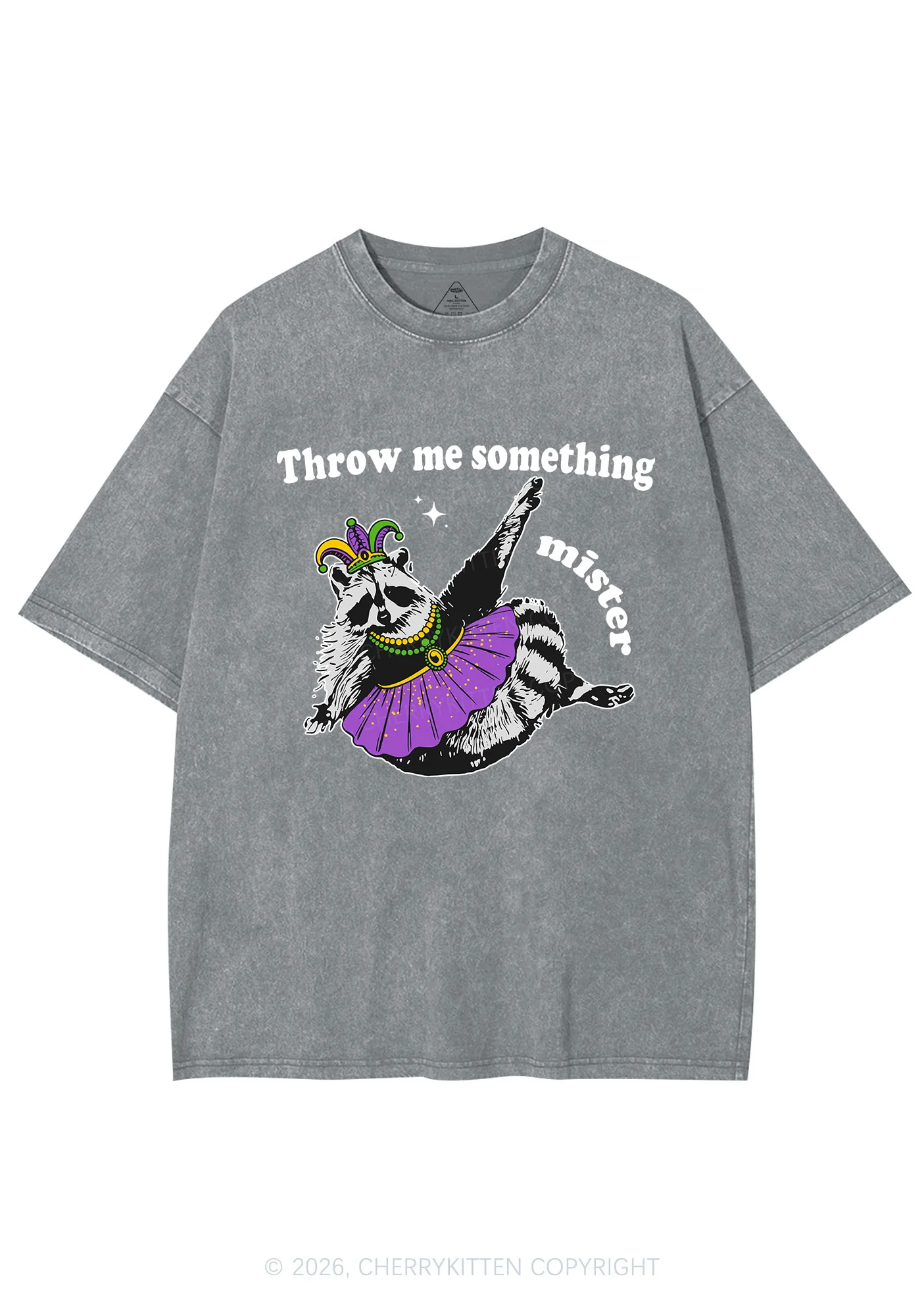 Throw Me Something Mister Raccoon Y2K Shirts Washed Tee Cherrykitten - Image 6