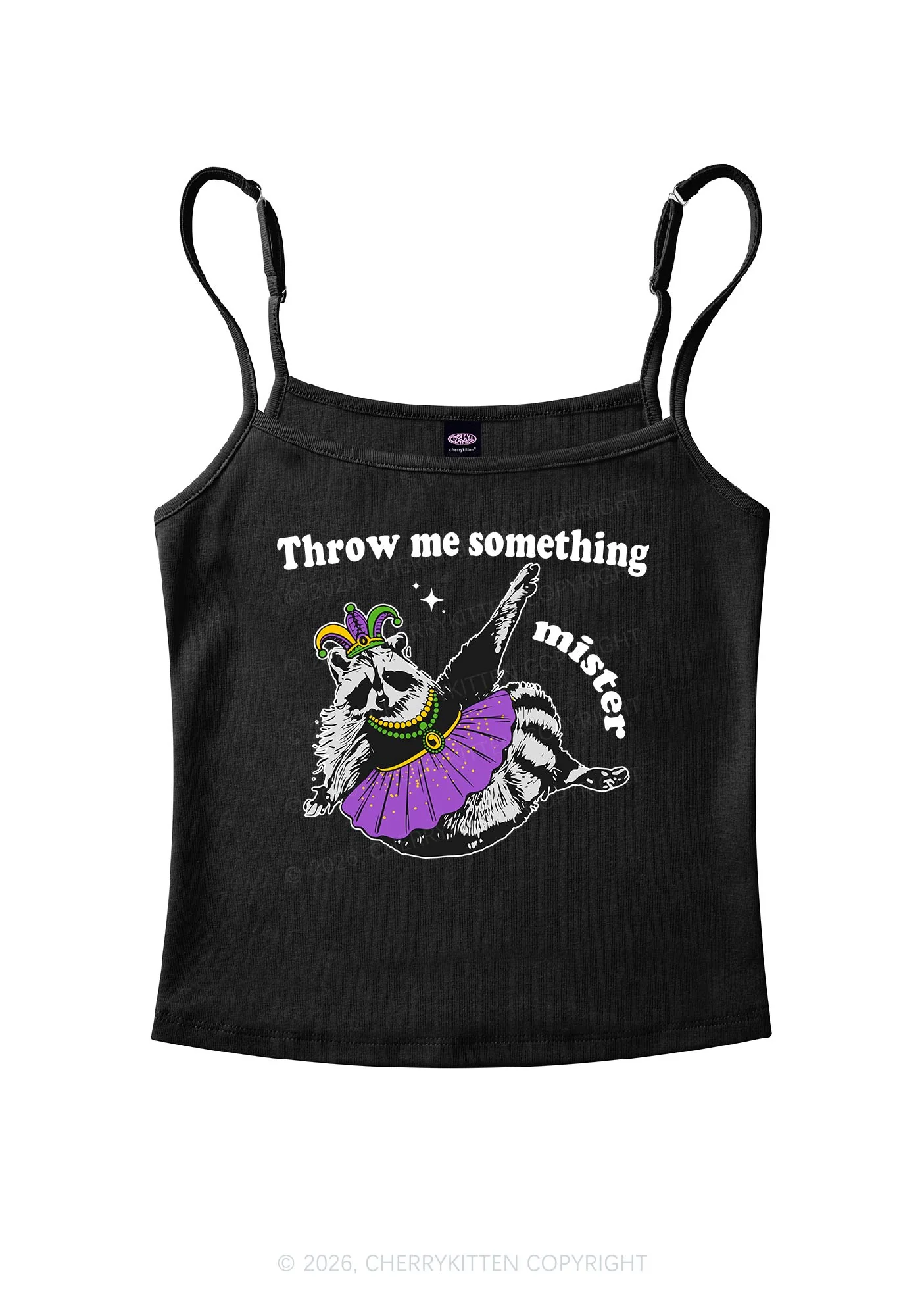 Throw Me Something Mister Raccoon Y2K Spaghetti Strap Cami Cherrykitten - Image 3