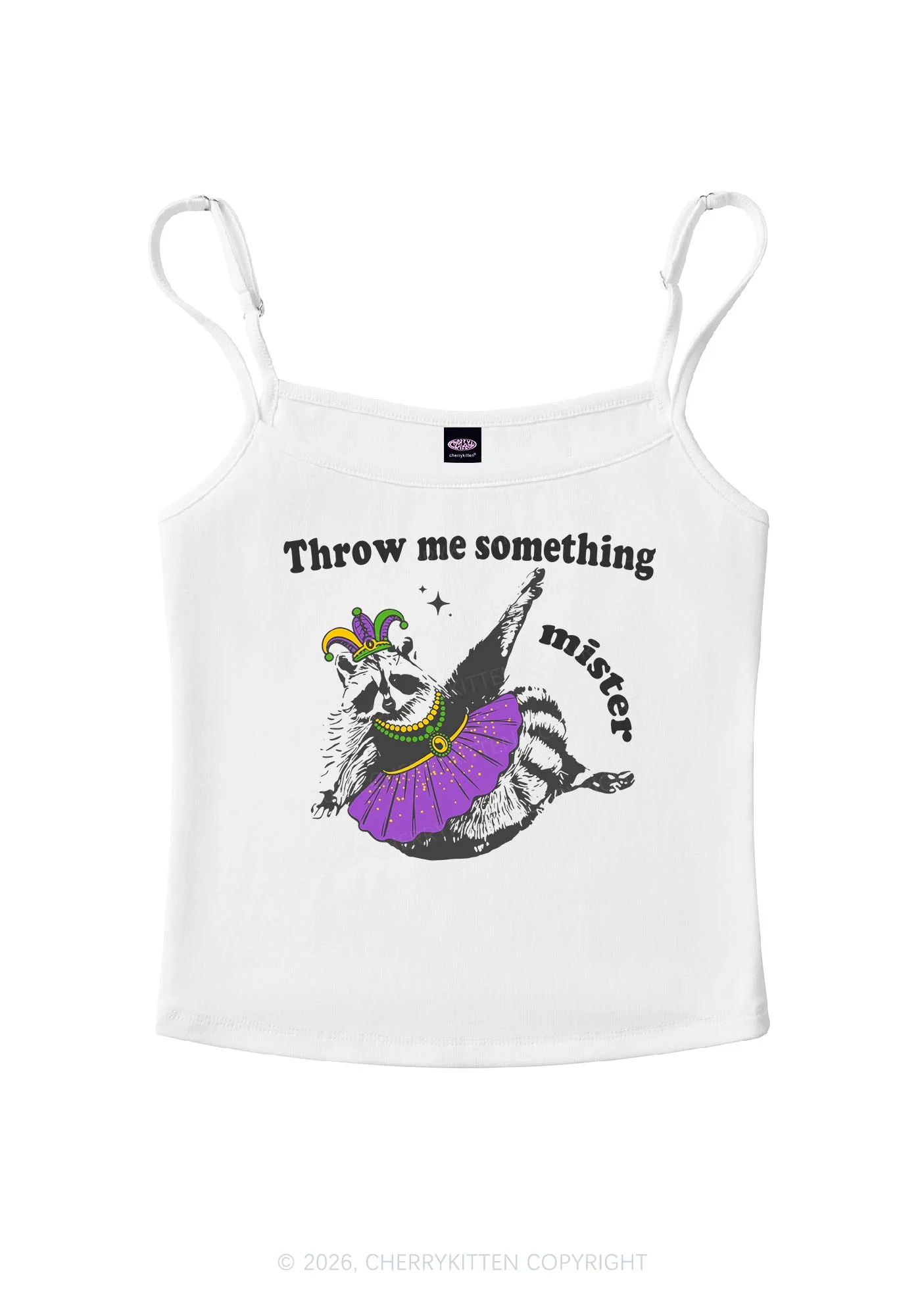 Throw Me Something Mister Raccoon Y2K Spaghetti Strap Cami Cherrykitten - Image 4