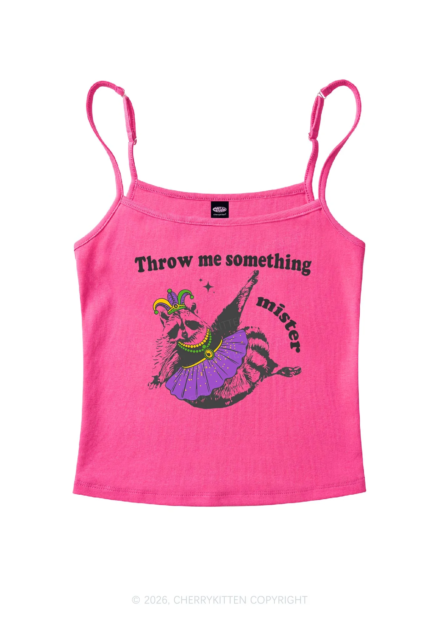 Throw Me Something Mister Raccoon Y2K Spaghetti Strap Cami Cherrykitten - Image 5