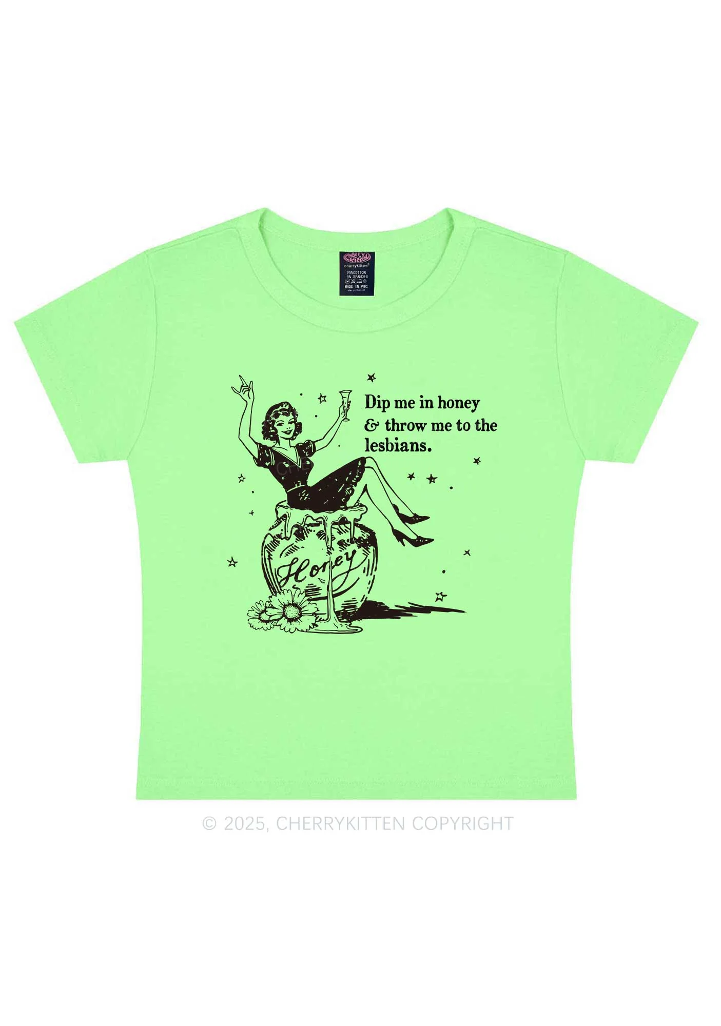 Throw Me To The Lesbians Pride Y2K Baby Tee Cherrykitten - Image 13