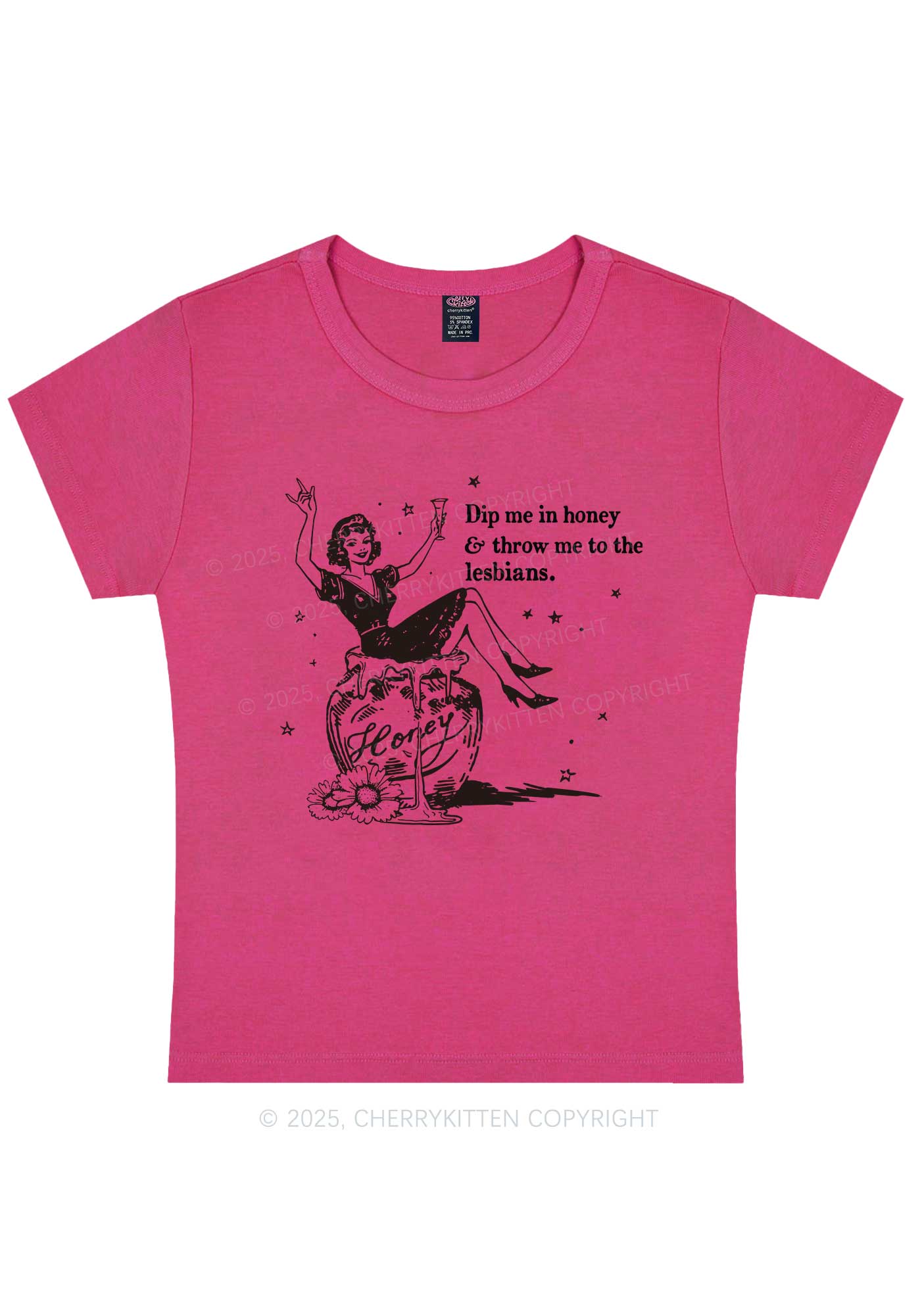 Throw Me To The Lesbians Pride Y2K Baby Tee Cherrykitten - Image 4