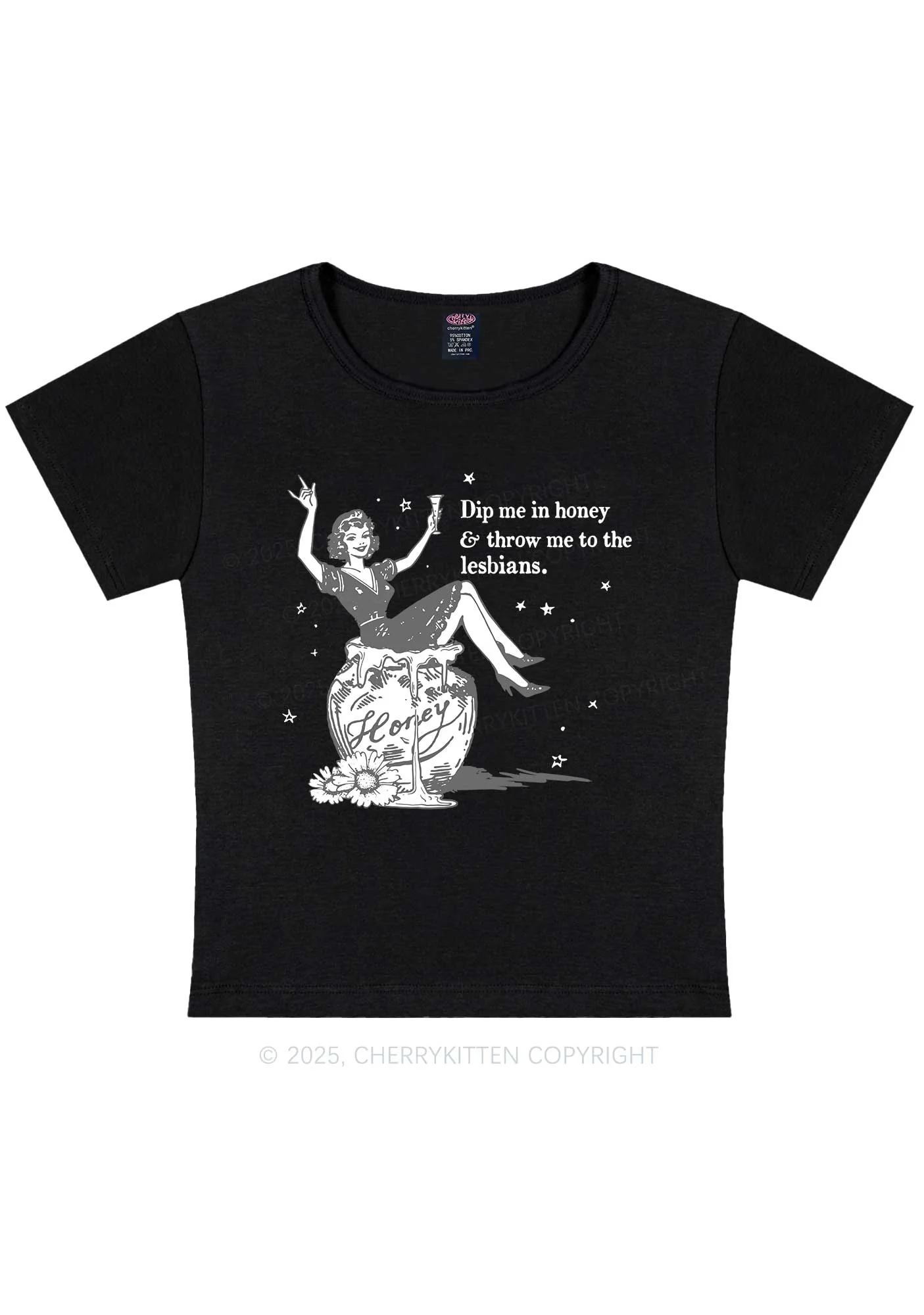 Throw Me To The Lesbians Pride Y2K Baby Tee Cherrykitten - Image 5