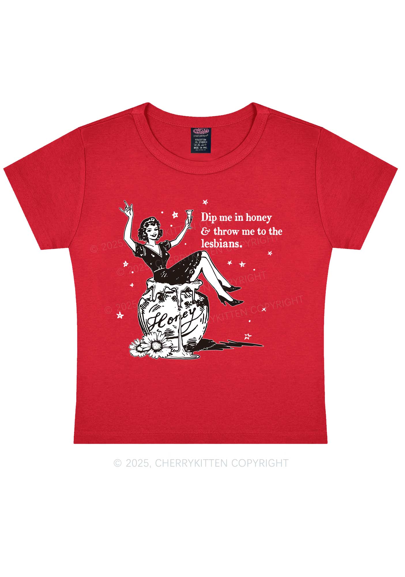 Throw Me To The Lesbians Pride Y2K Baby Tee Cherrykitten - Image 6