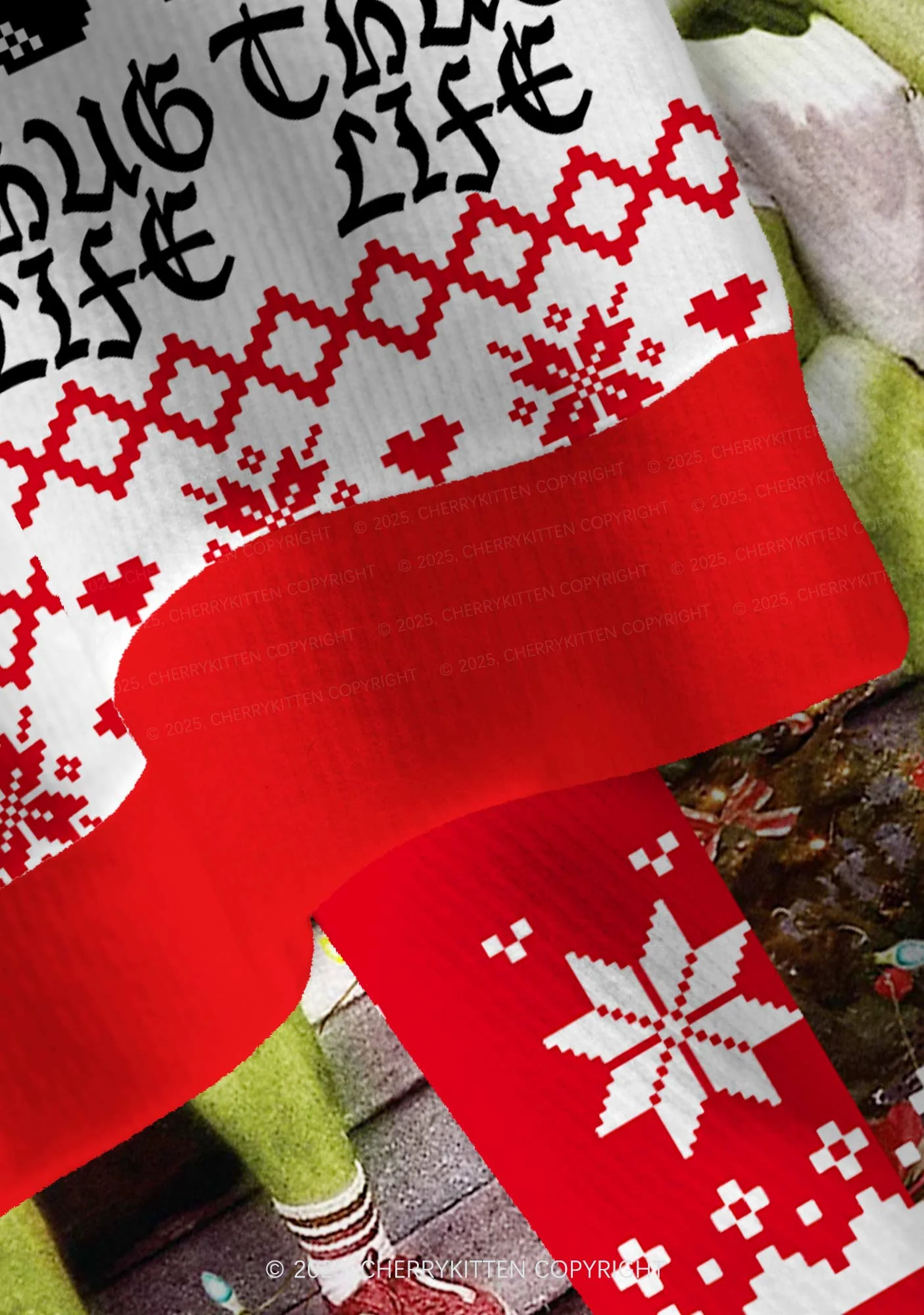 Thug Life Y2K Christmas Cardigan Knit Sweatshirt Cherrykitten - Image 6
